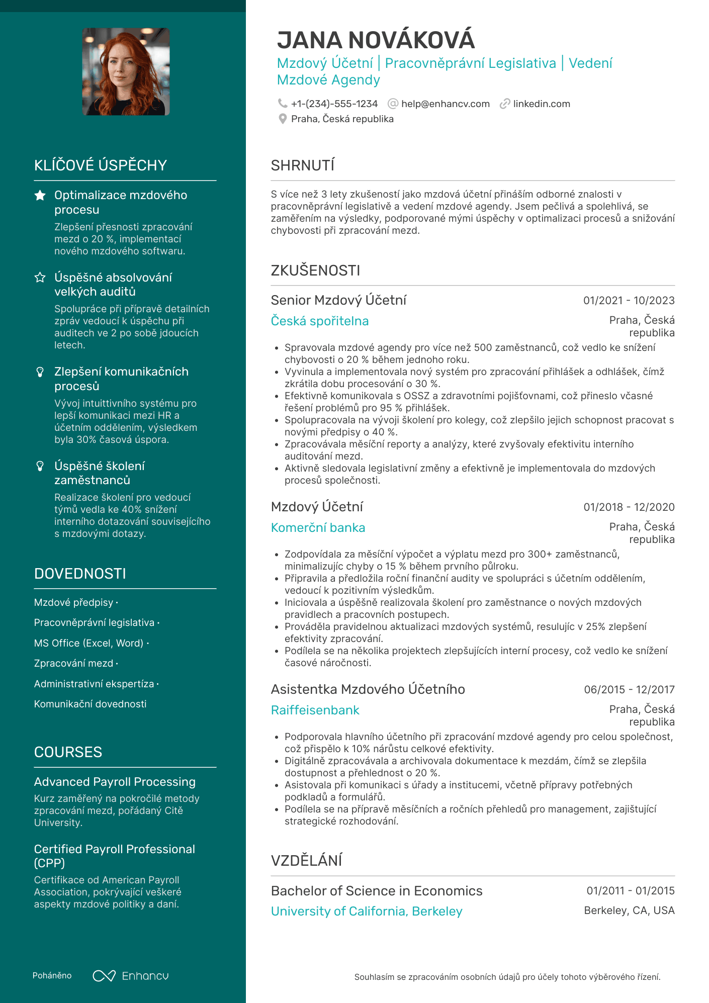 Životopis pro Mzdový Účetní Resume Example