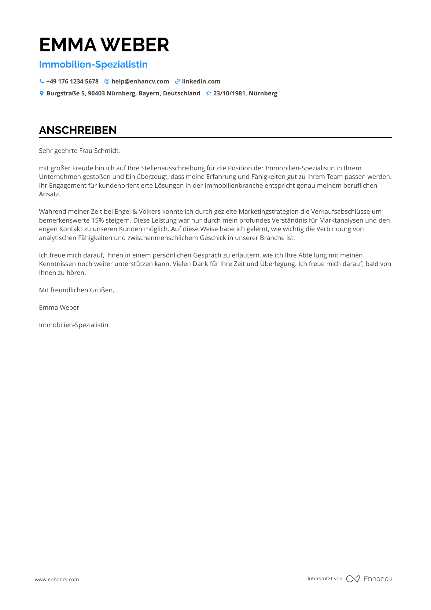 Einstiegslevel Immobilienmakler Resume Example