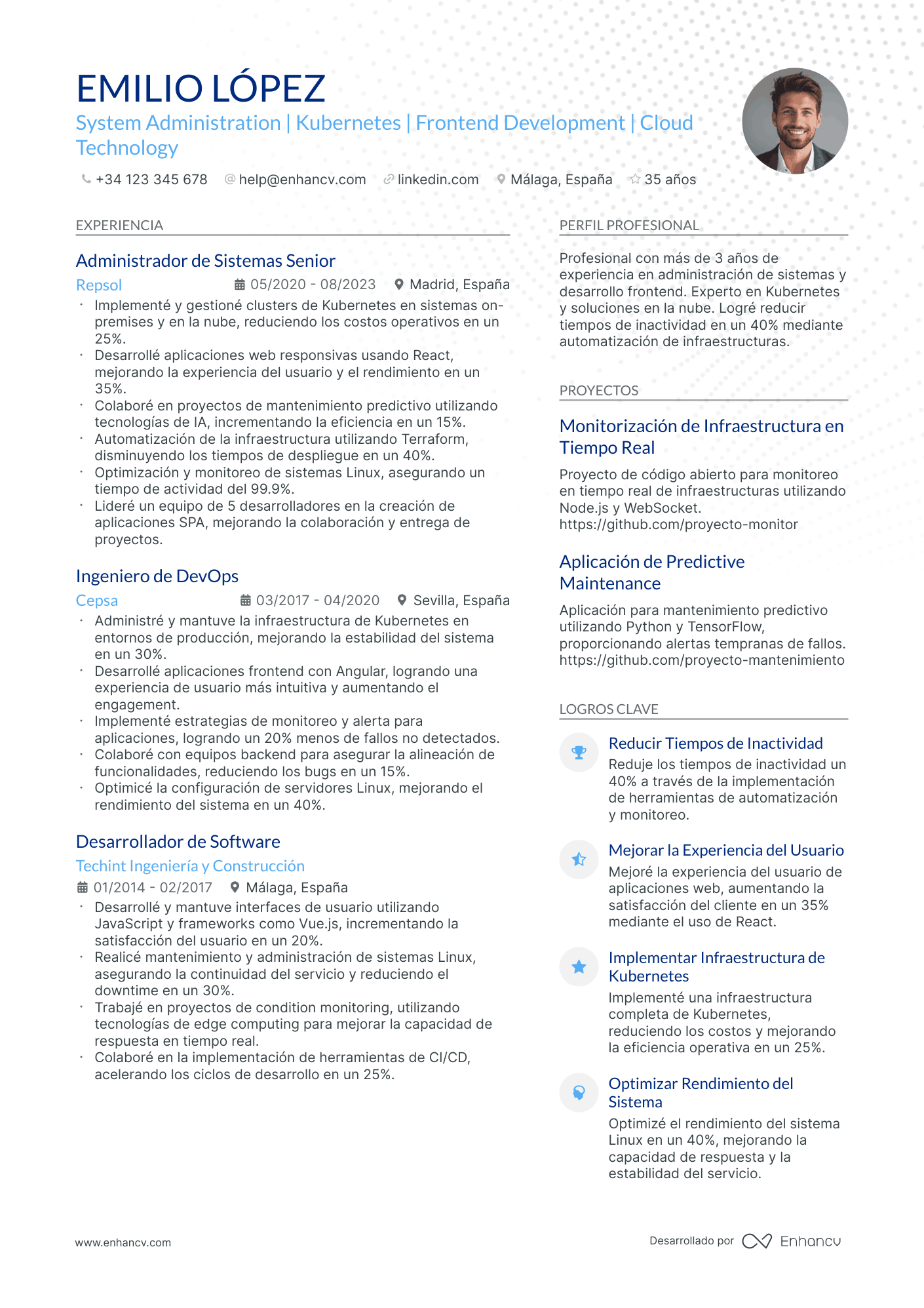 Líder de Equipo de Desarrolladores Web Resume Example