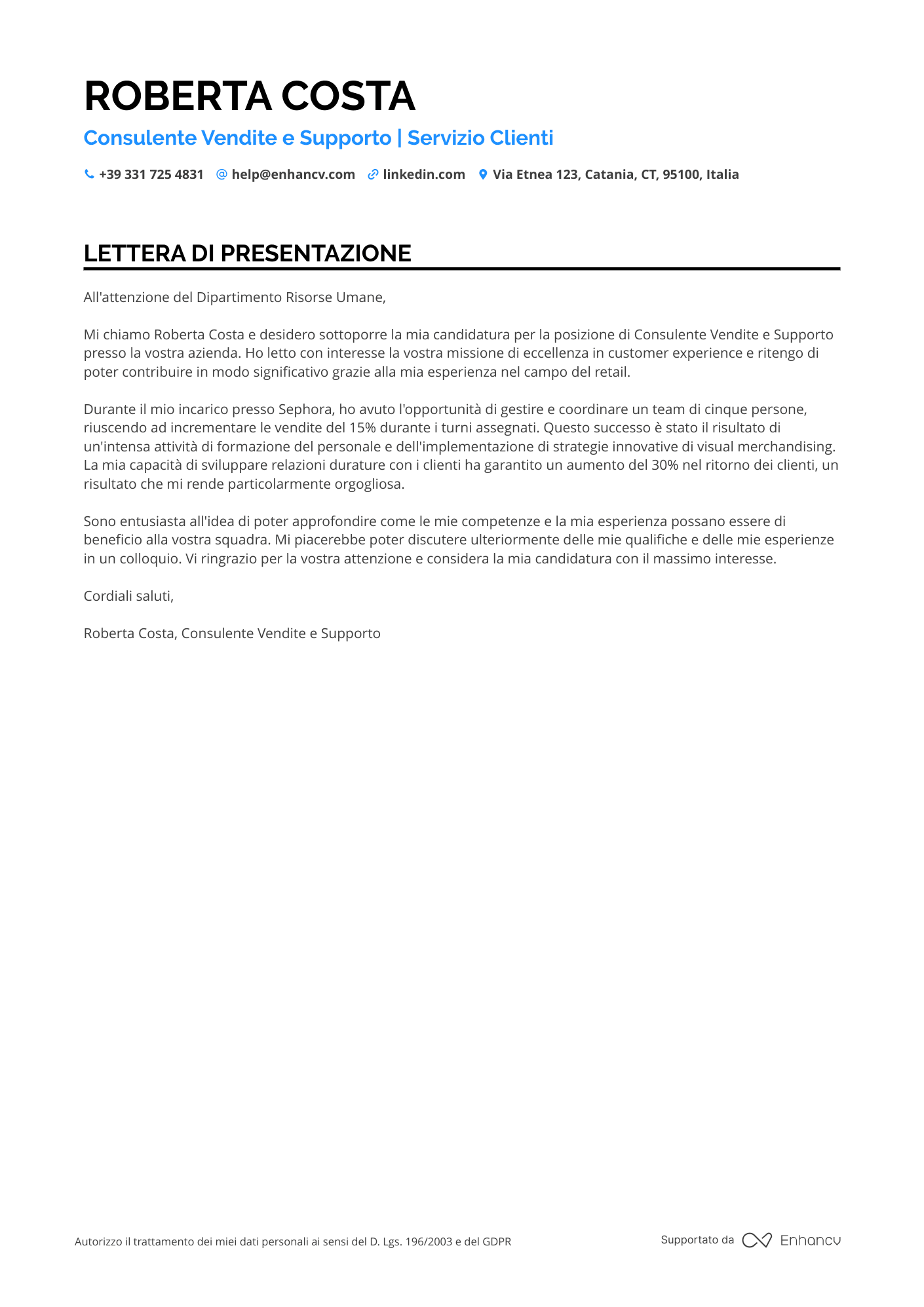 Giardiniere di Centri Commerciali Resume Example