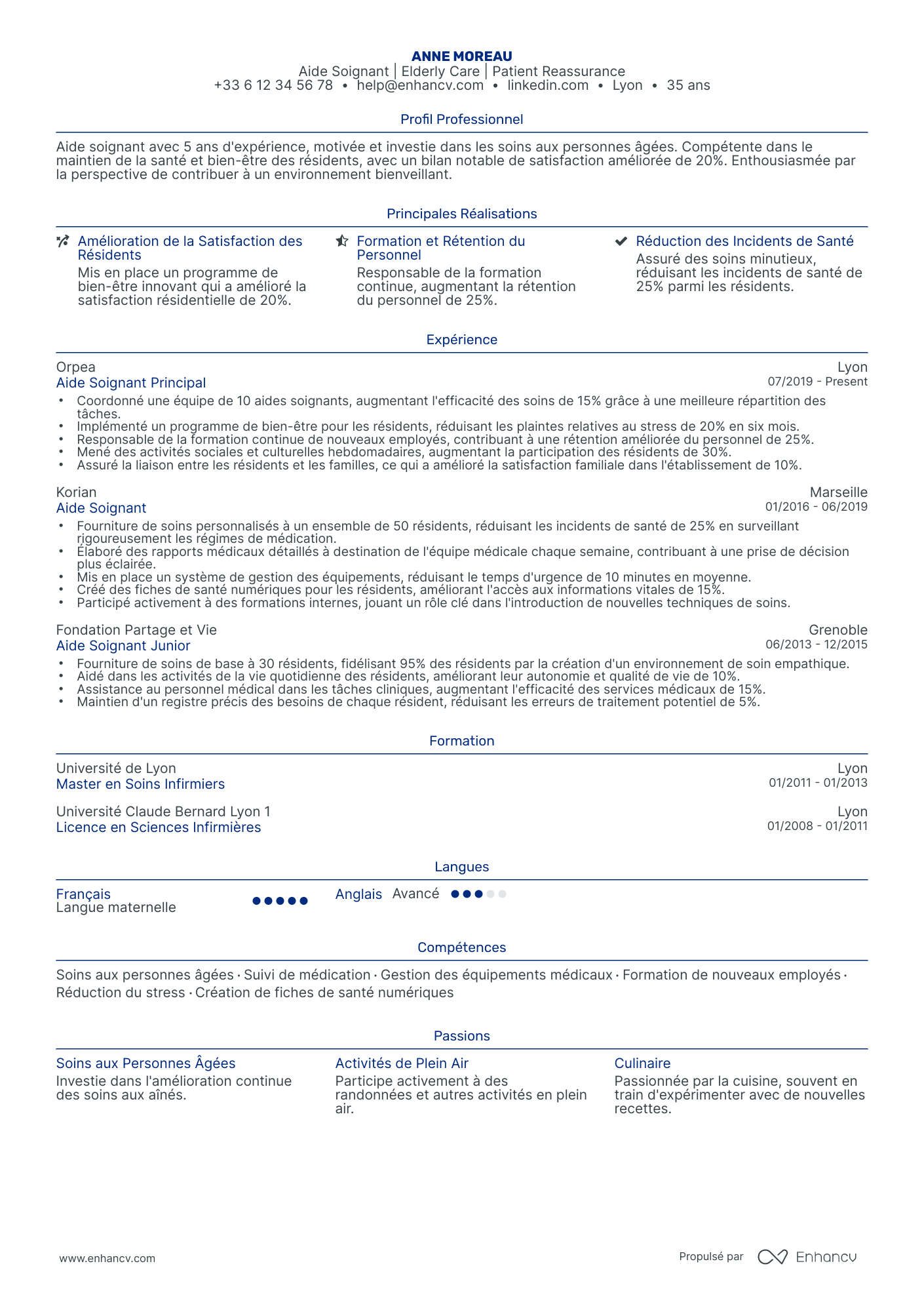 Aide Soignante Senior Resume Example