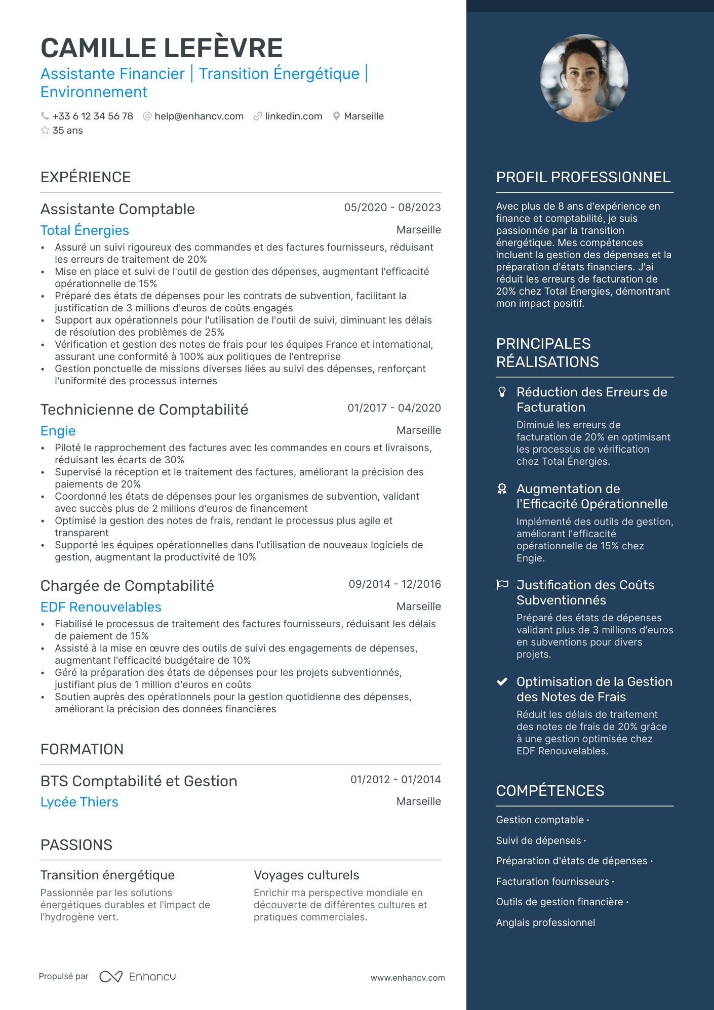 Assistant Financier Resume Example