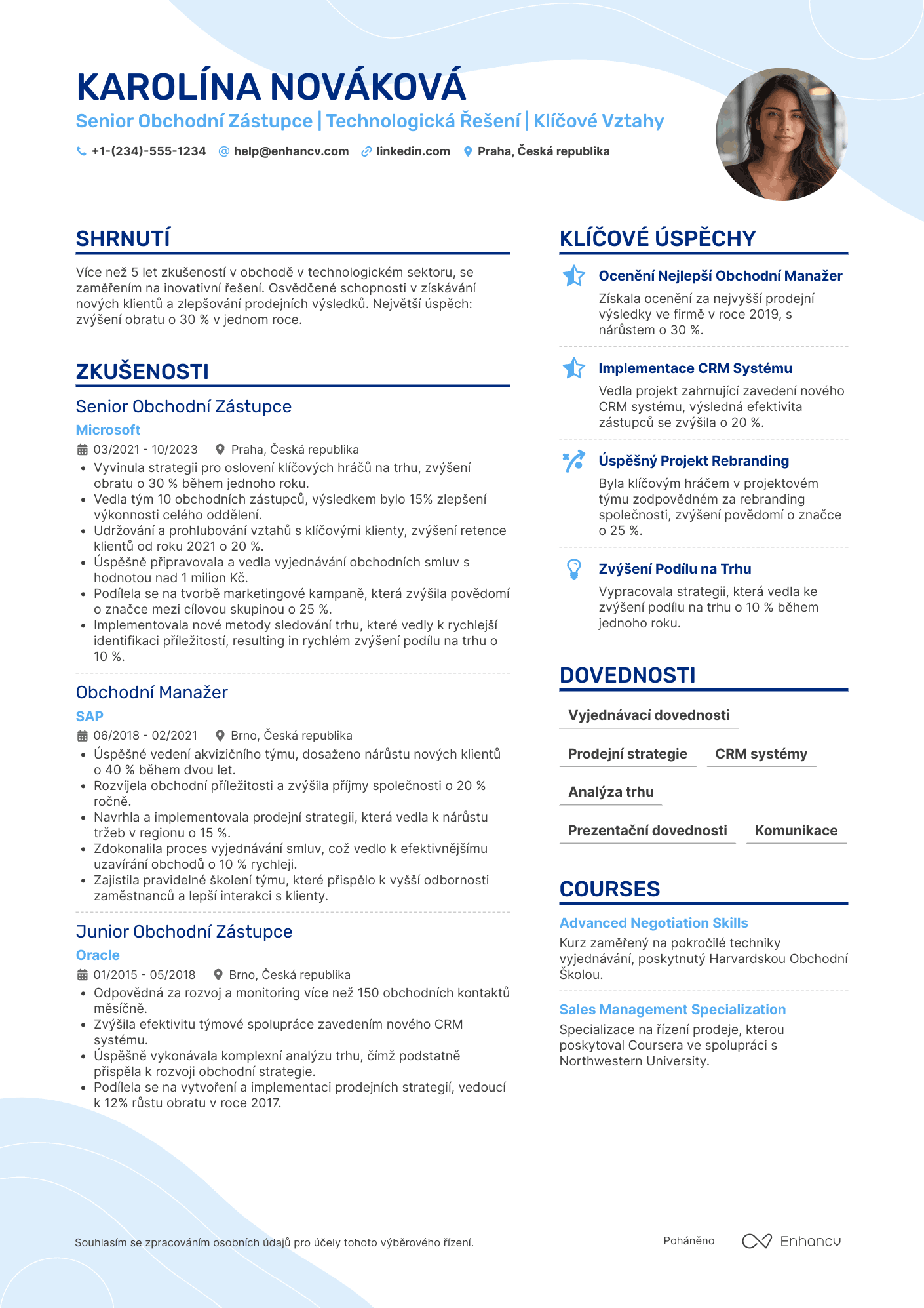 Životopis pro Senior obchodní zástupce Resume Example