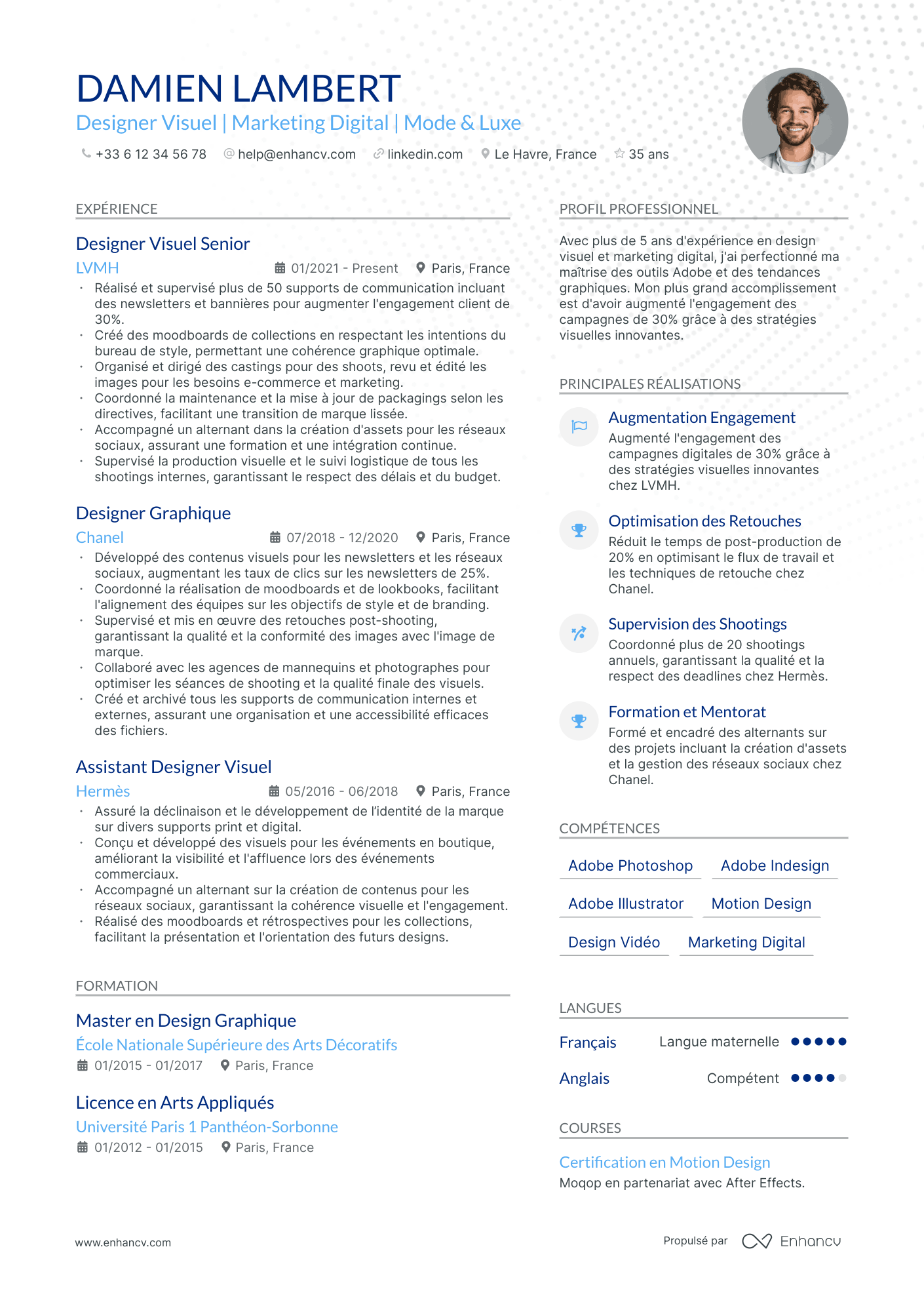 Graphiste débutant Resume Example