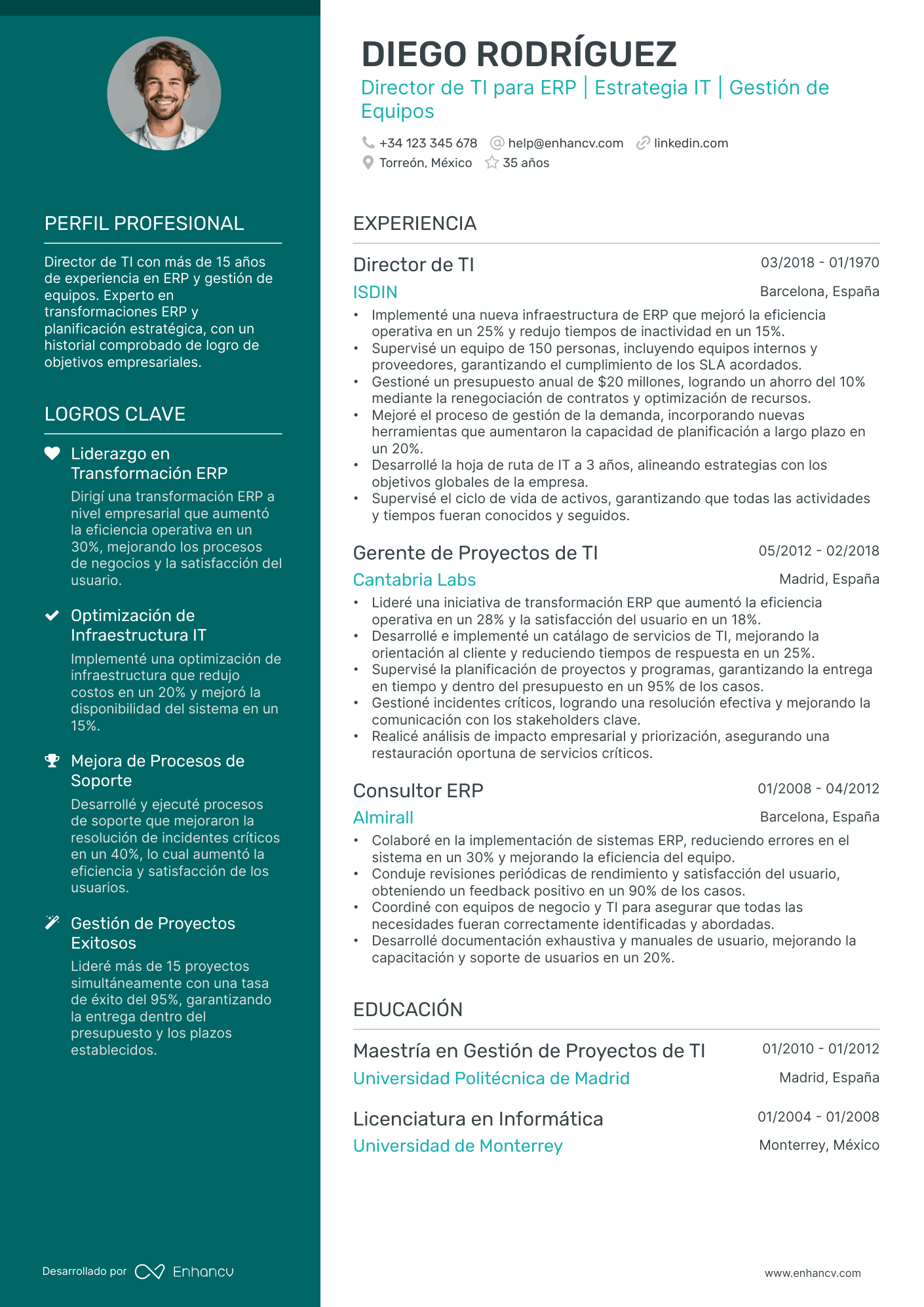 Director de Informática Resume Example