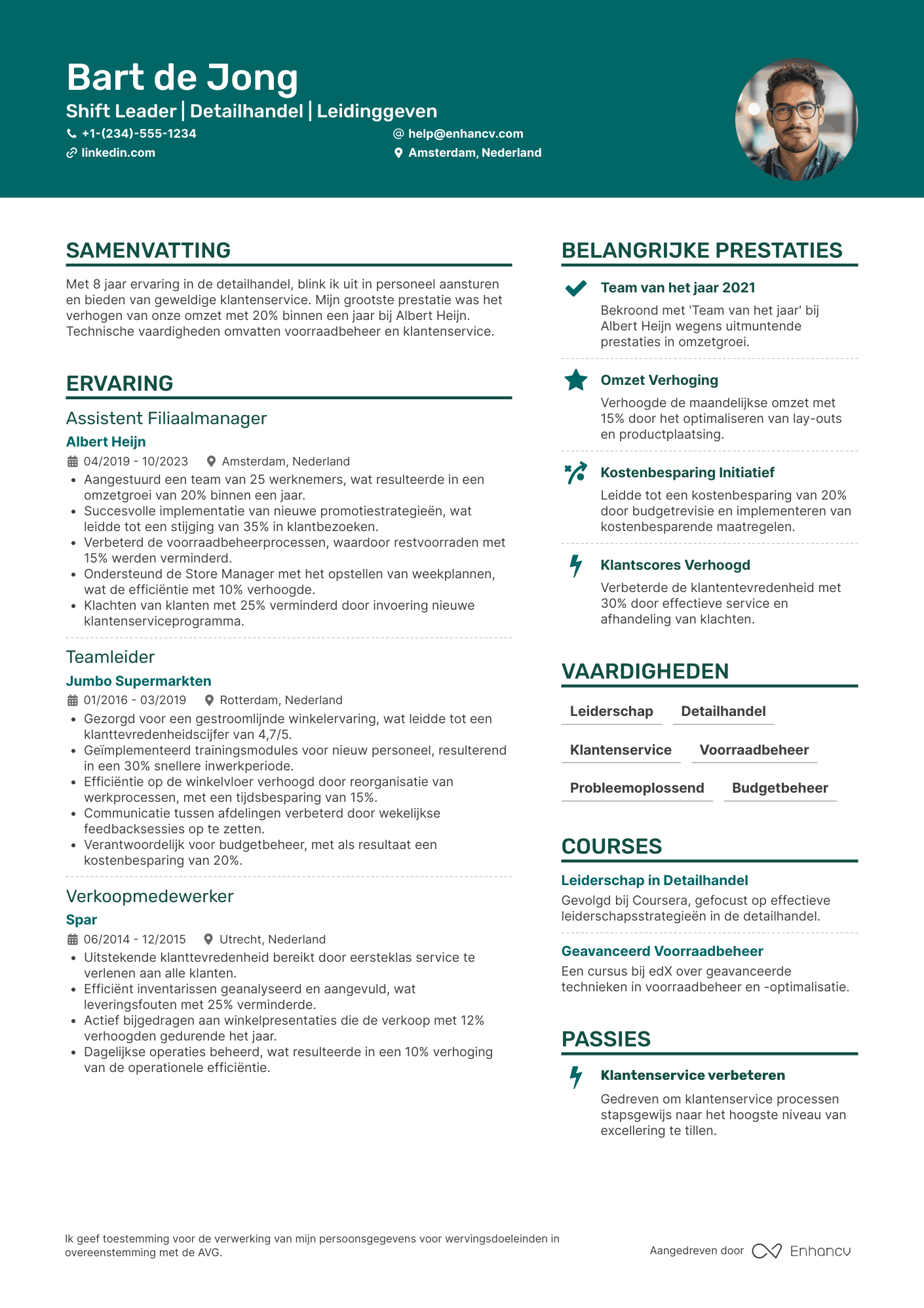 CV voor Lidl Shift Leader Resume Example