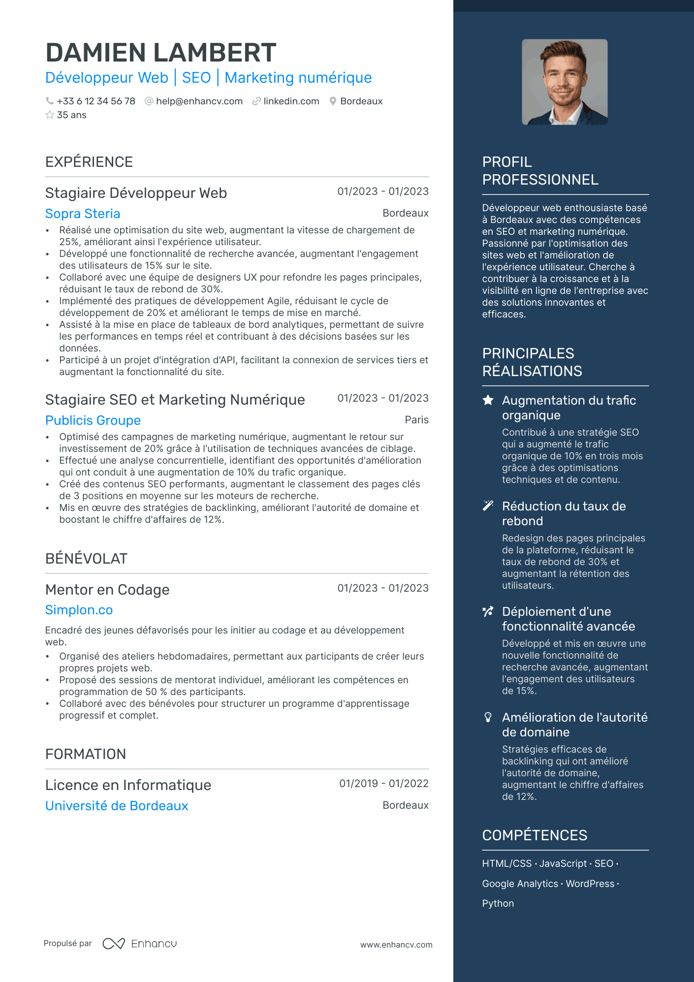 Lycéen Bénévole Associatif Resume Example