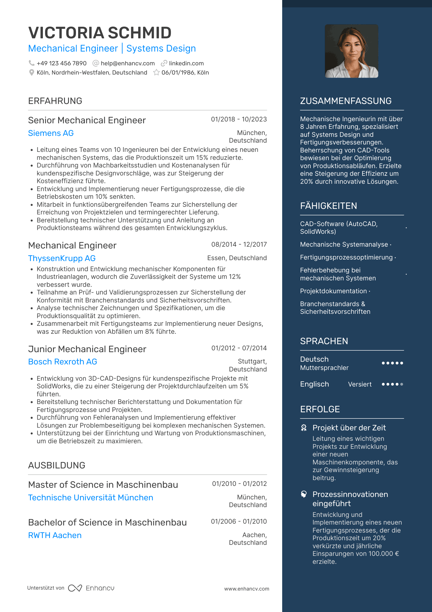 Lebenslauf in Maschinenbauindustrie Mechaniker Resume Example