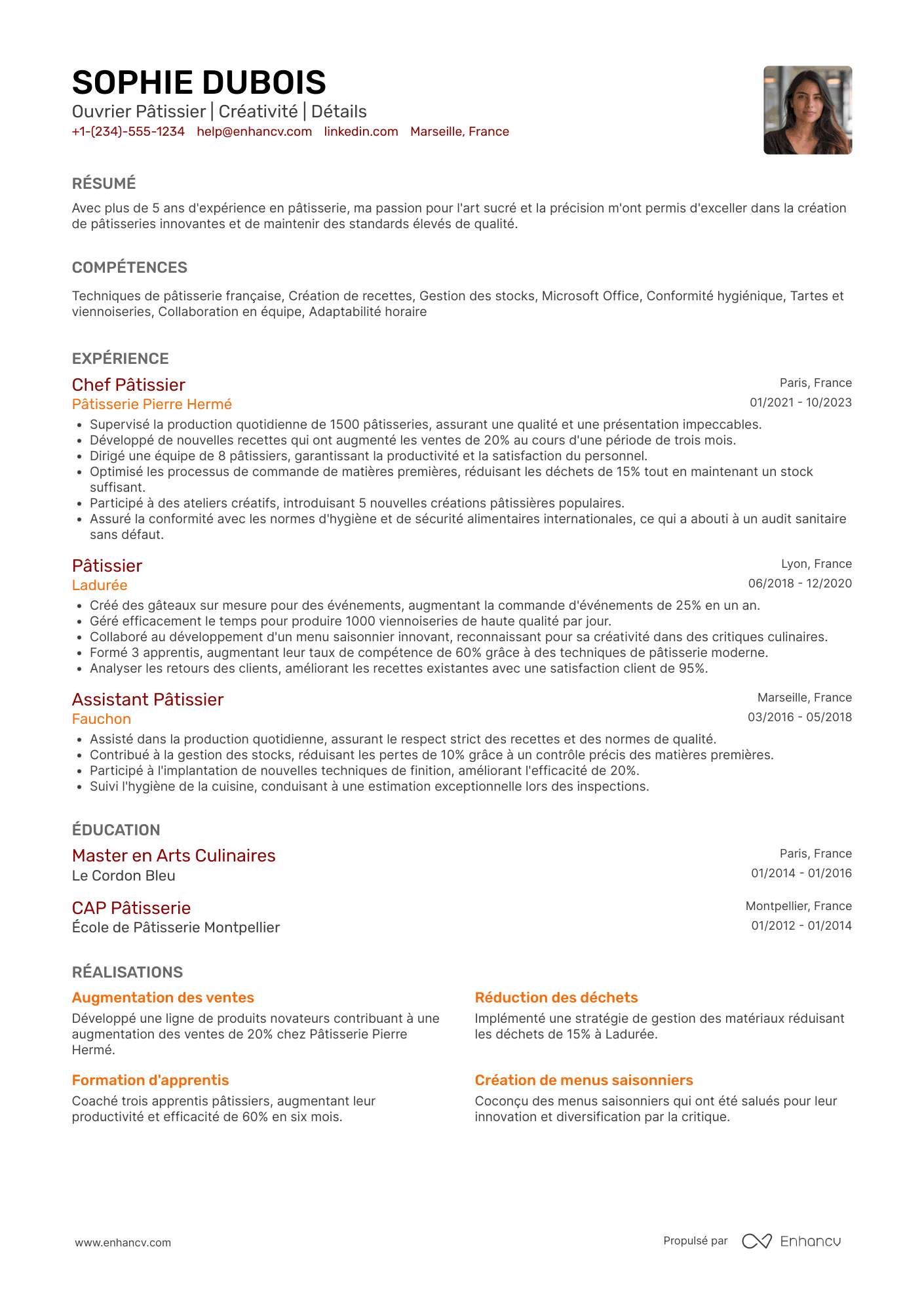 CV d’ouvrier&nbsp;pâtissier Resume Example