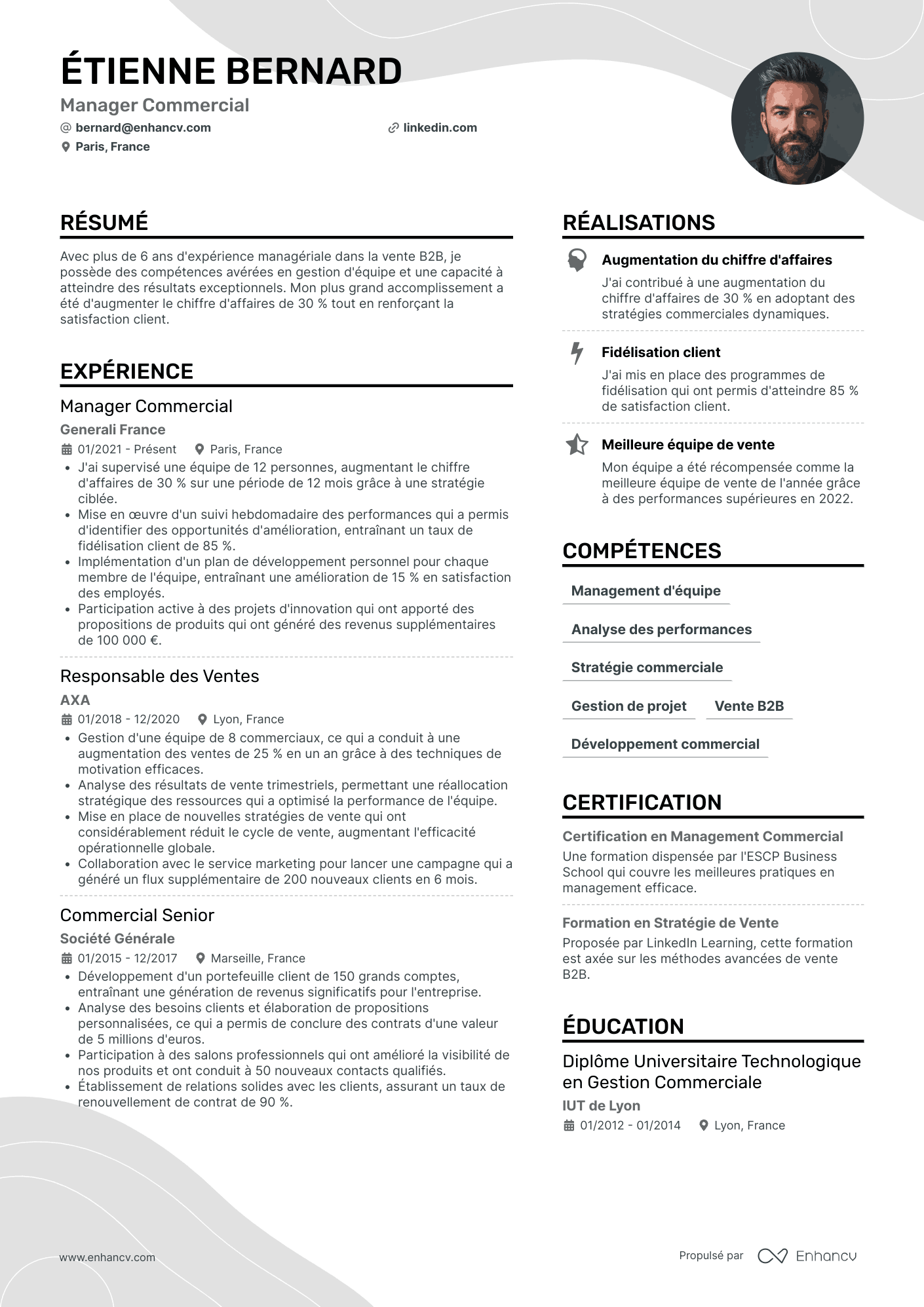 Manager Commercial Resume Example