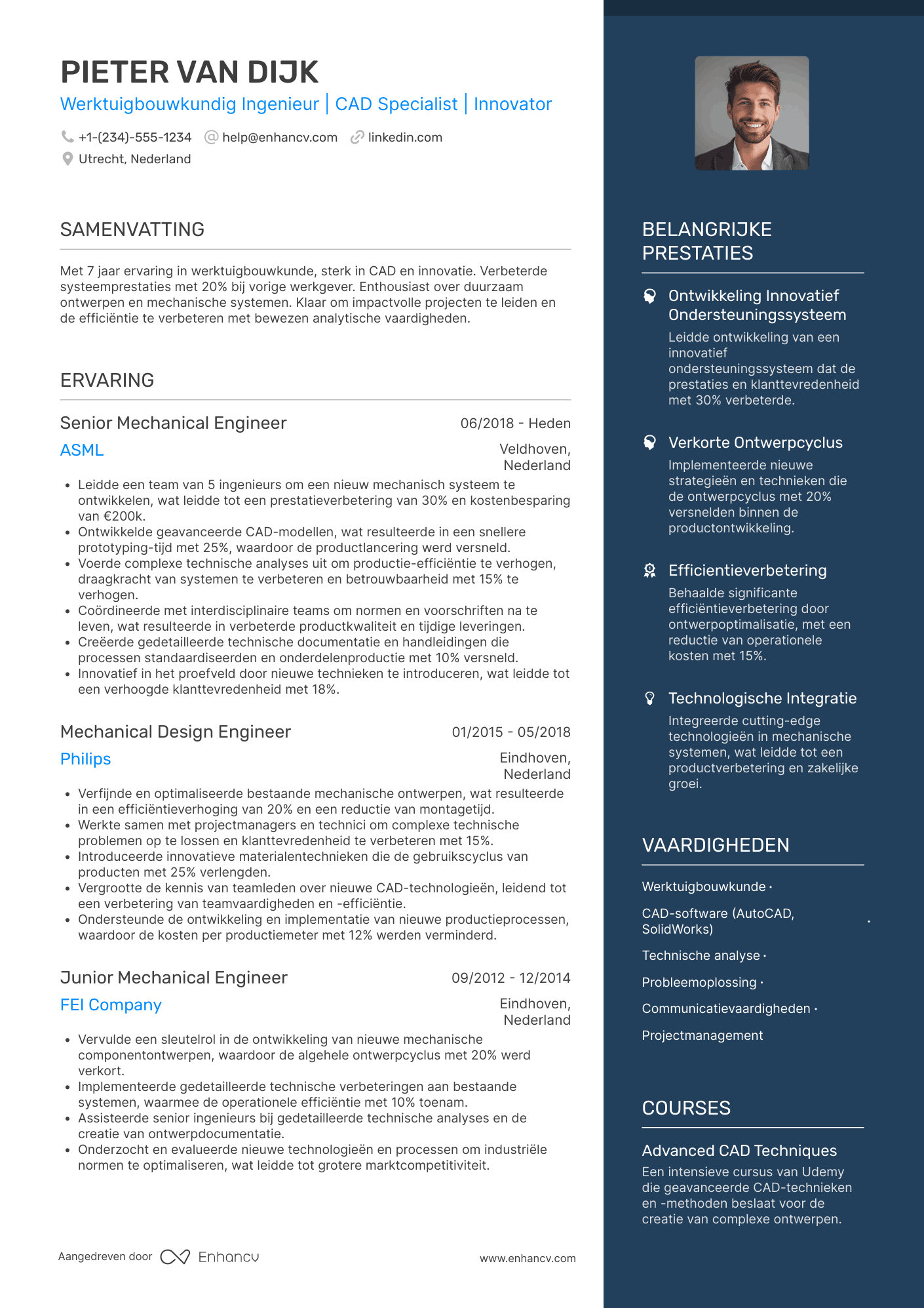 CV voor Werktuigbouwkundig ingenieur Resume Example