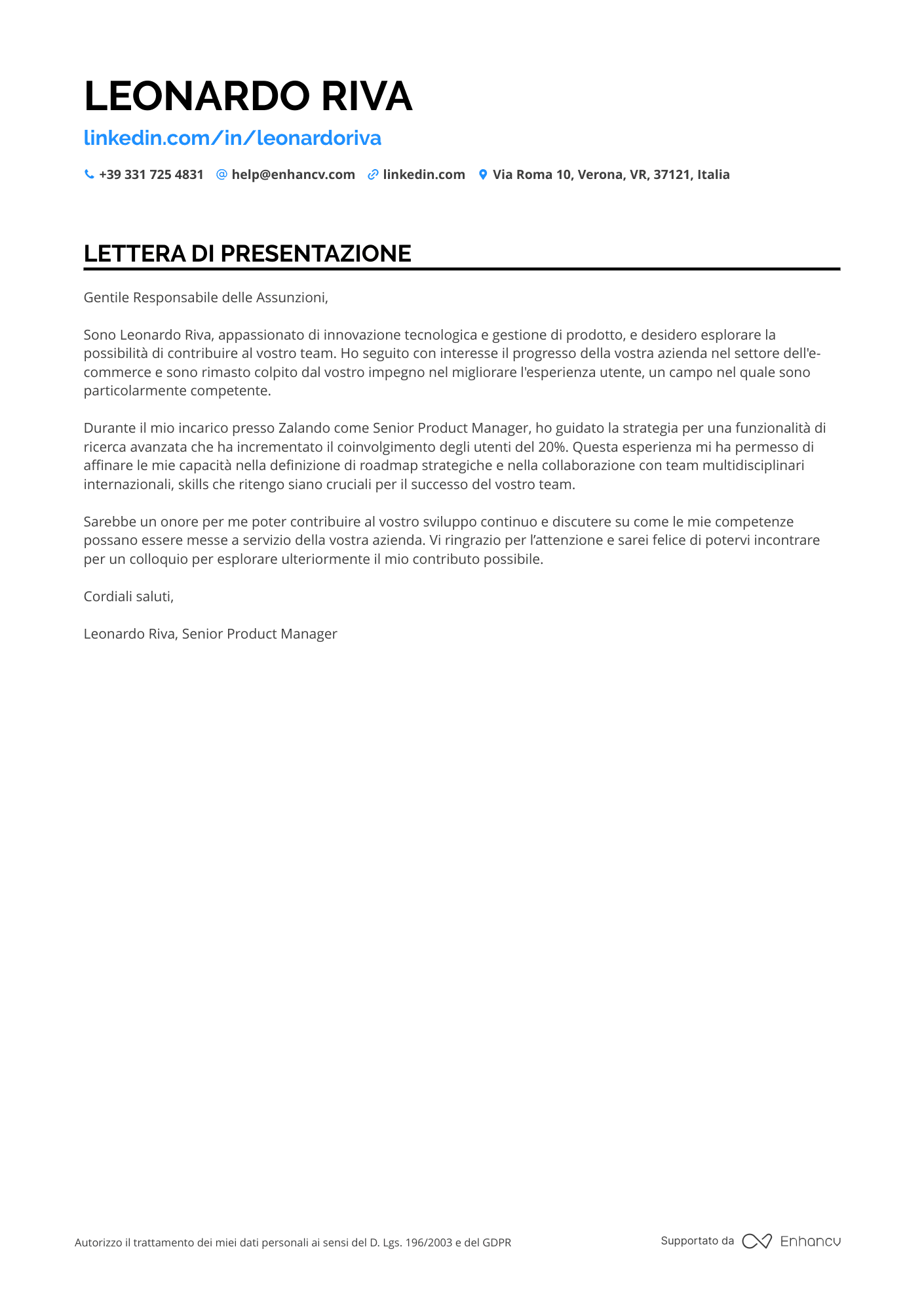 Manager di Prodotti Amazon Resume Example