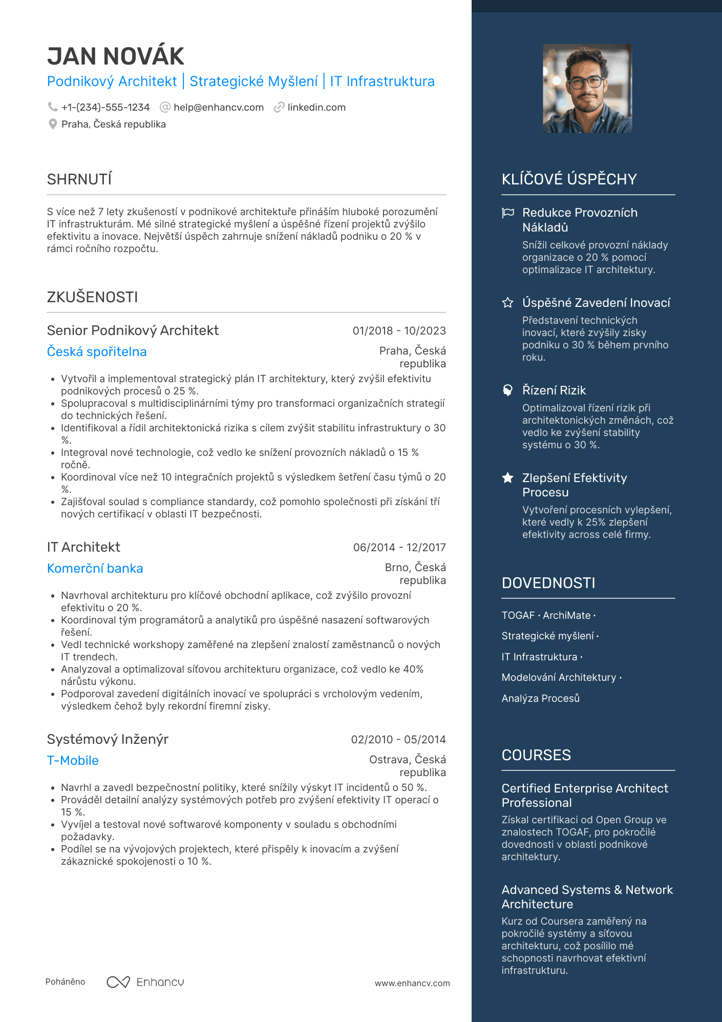 Životopis pro Podnikový architekt Resume Example