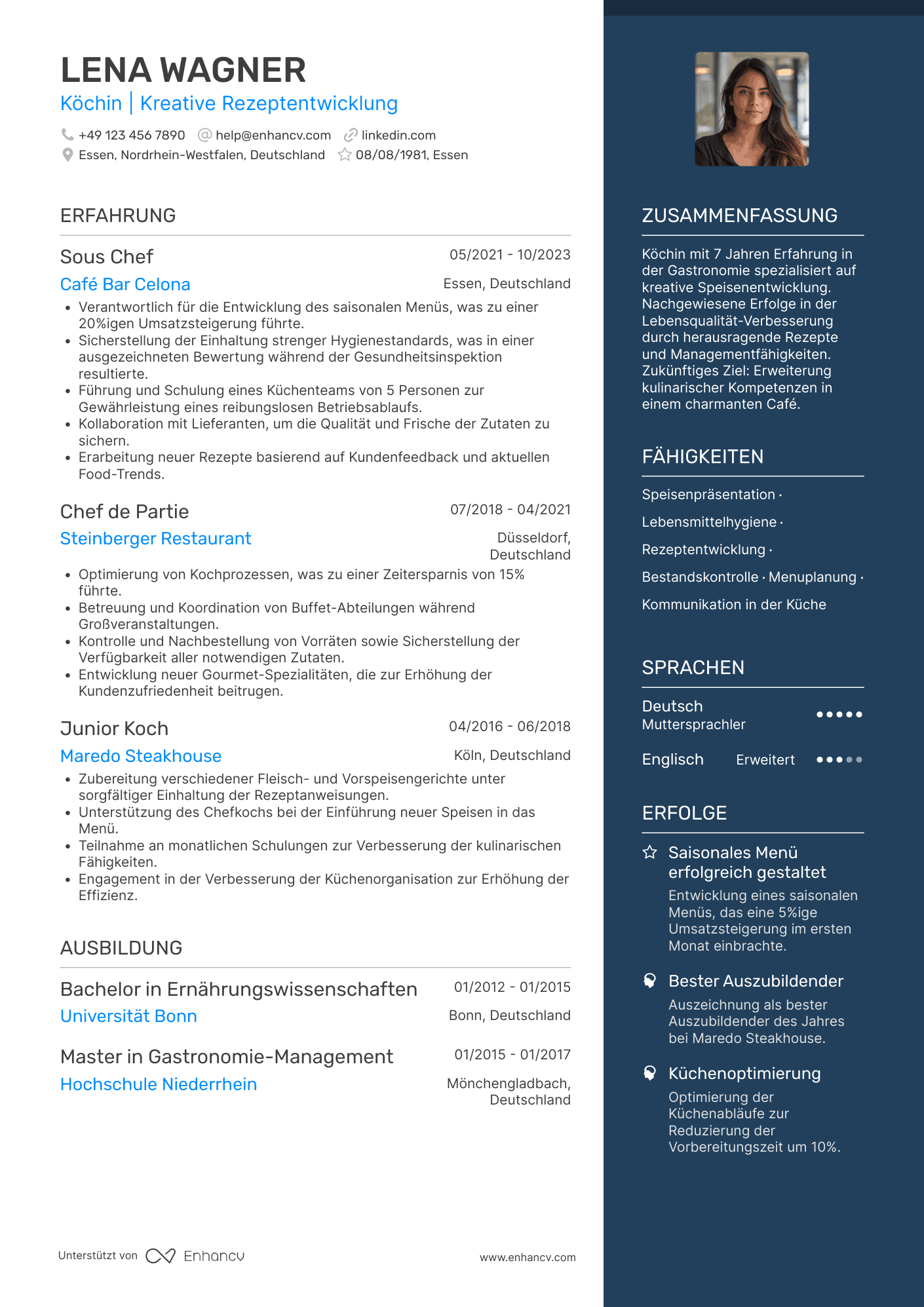 Lebenslauf als Koch in einem Café Resume Example