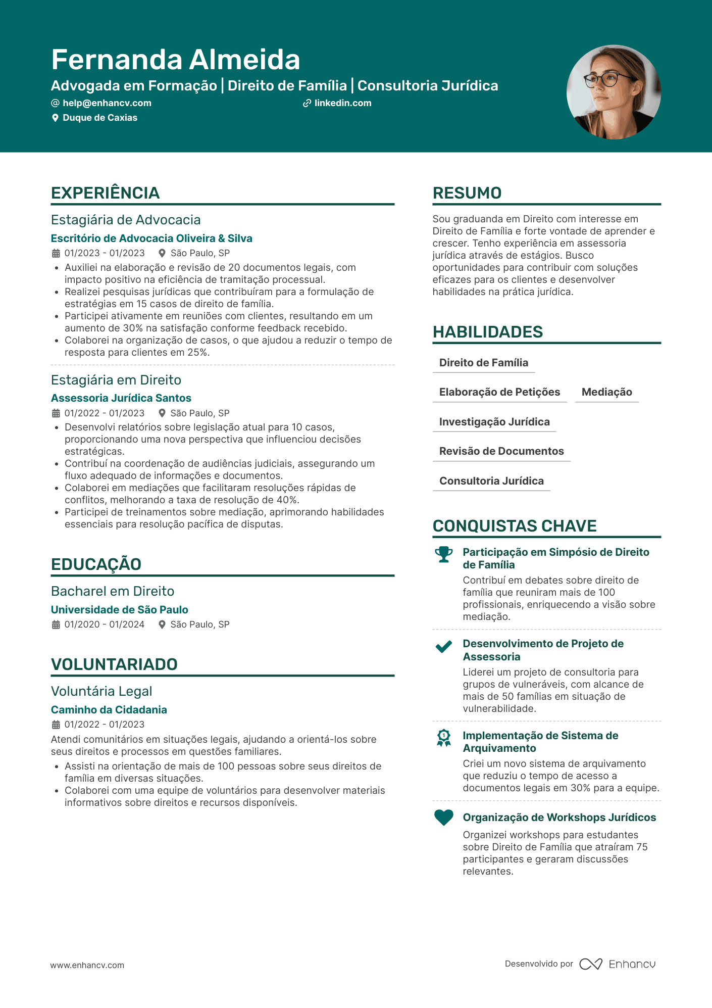 Advogado de família Resume Example