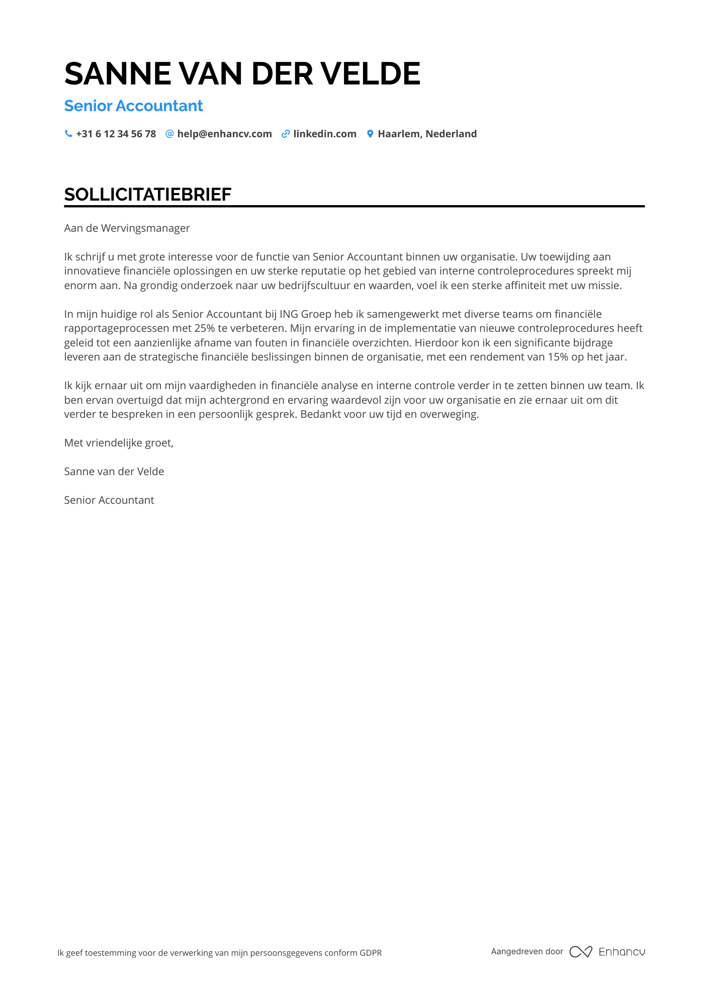 Sollicitatiebrief voor Senior Accountant Resume Example