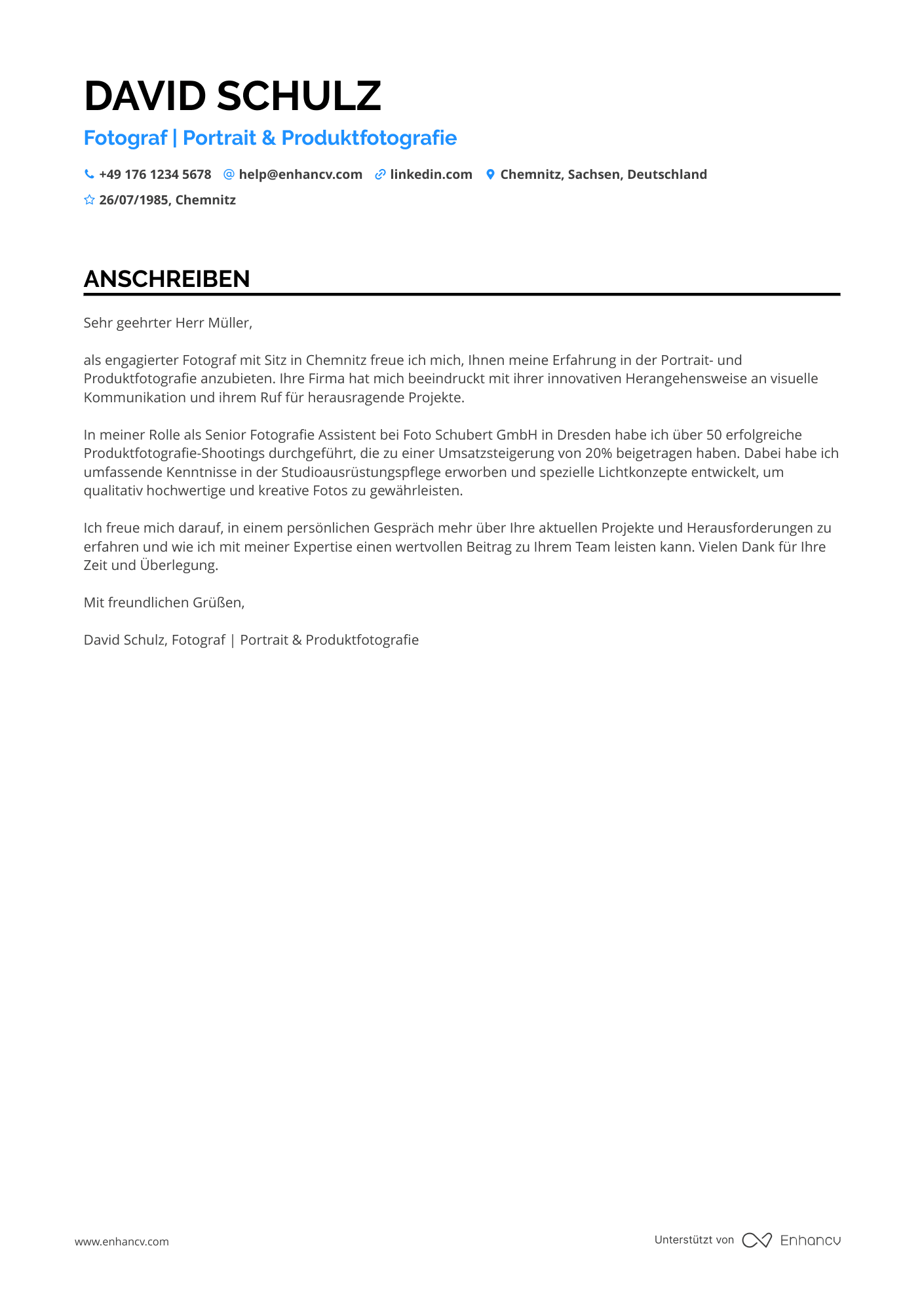 Fotograf Auszubildender Resume Example
