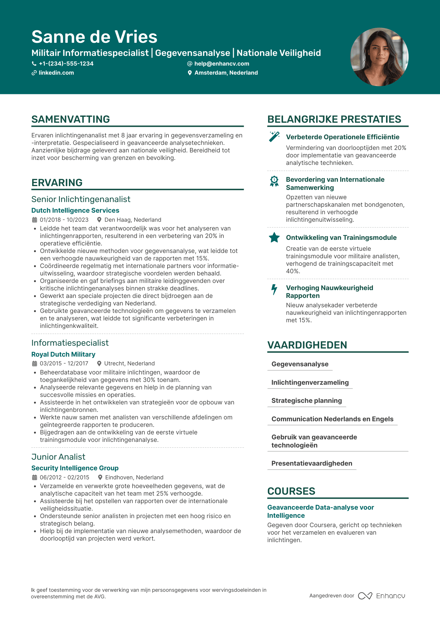 CV voor Militair Informatiespecialist   Inlichtingen Resume Example
