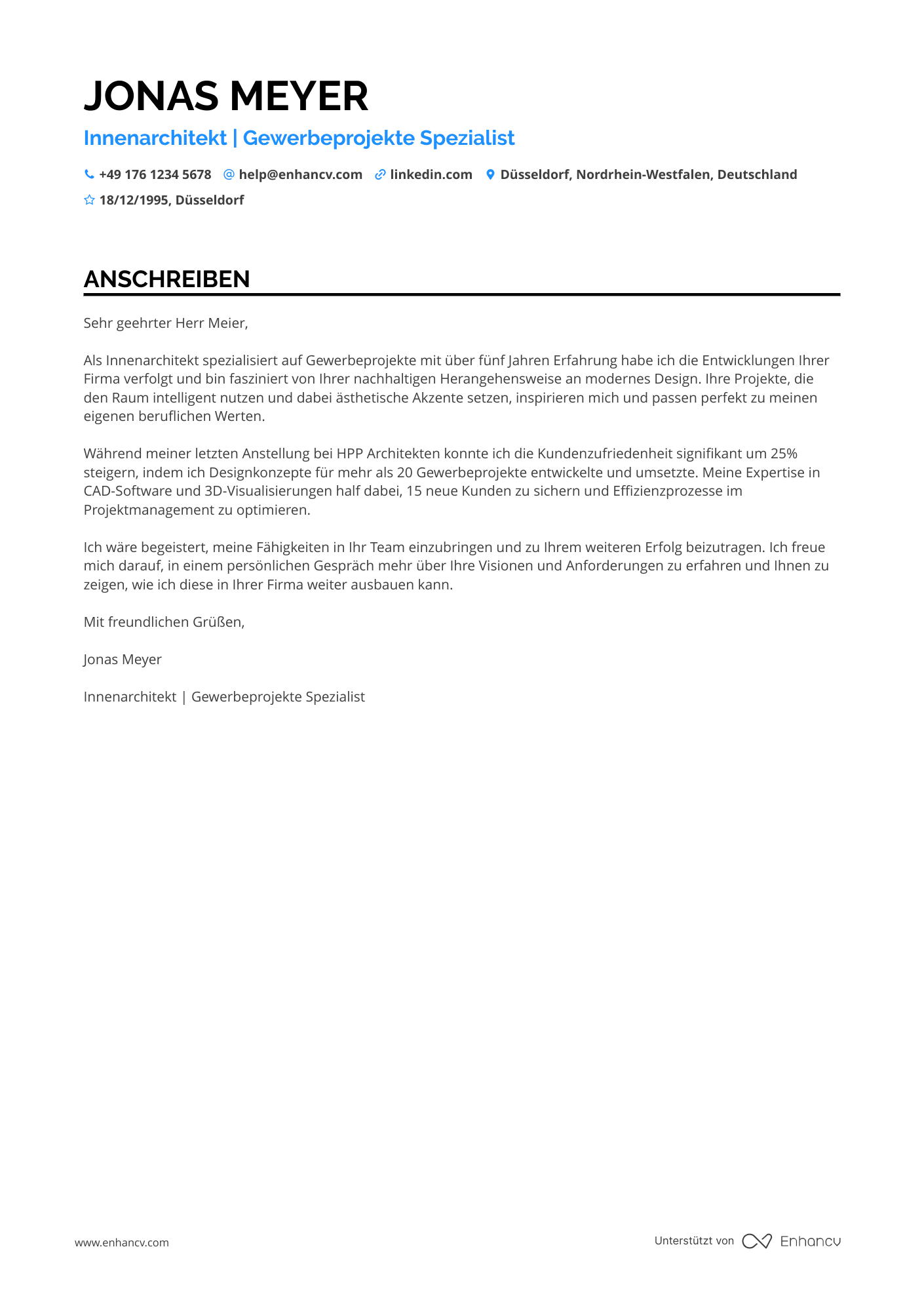 Innenarchitekt Resume Example