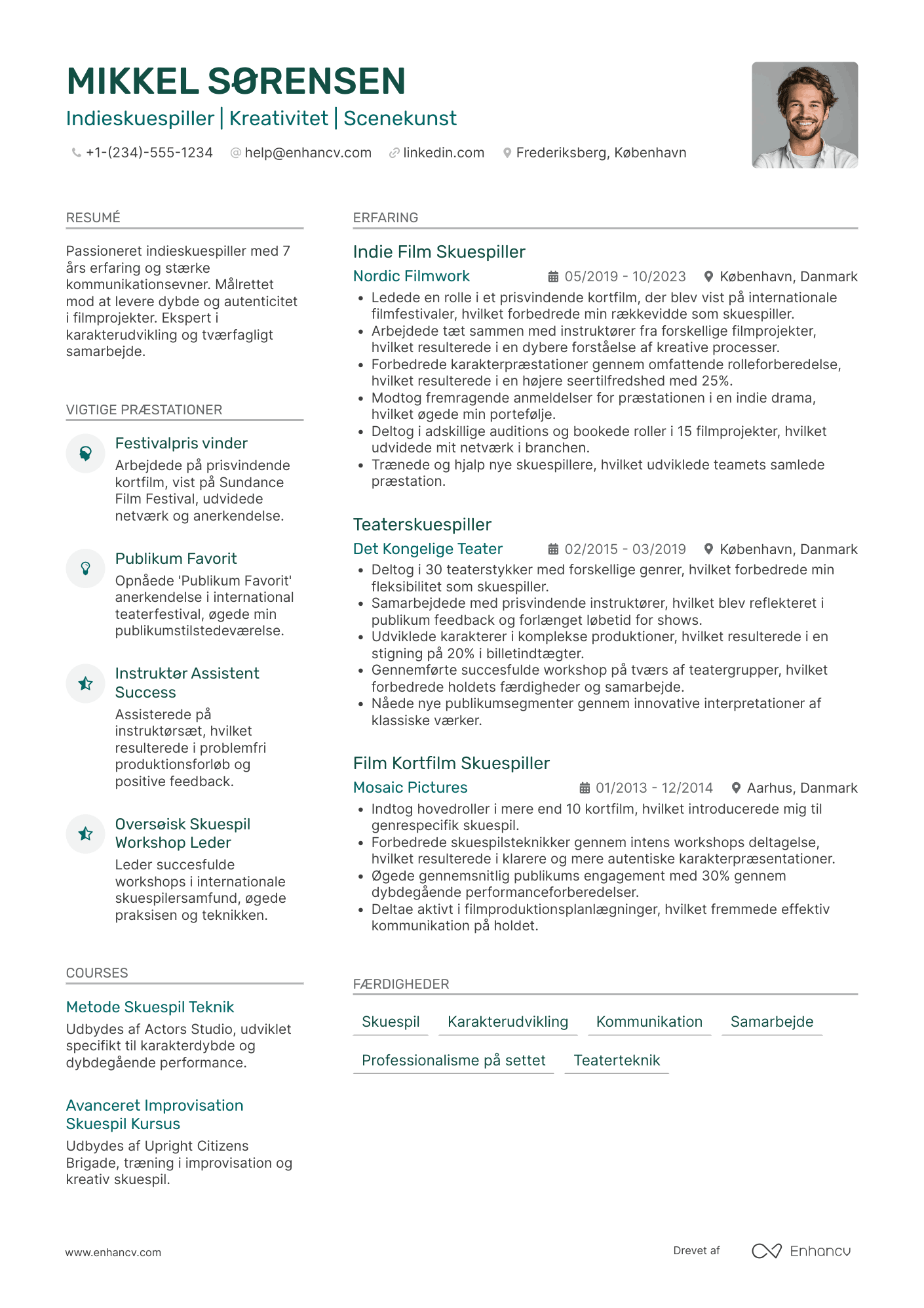 CV til Indieskuespiller Resume Example