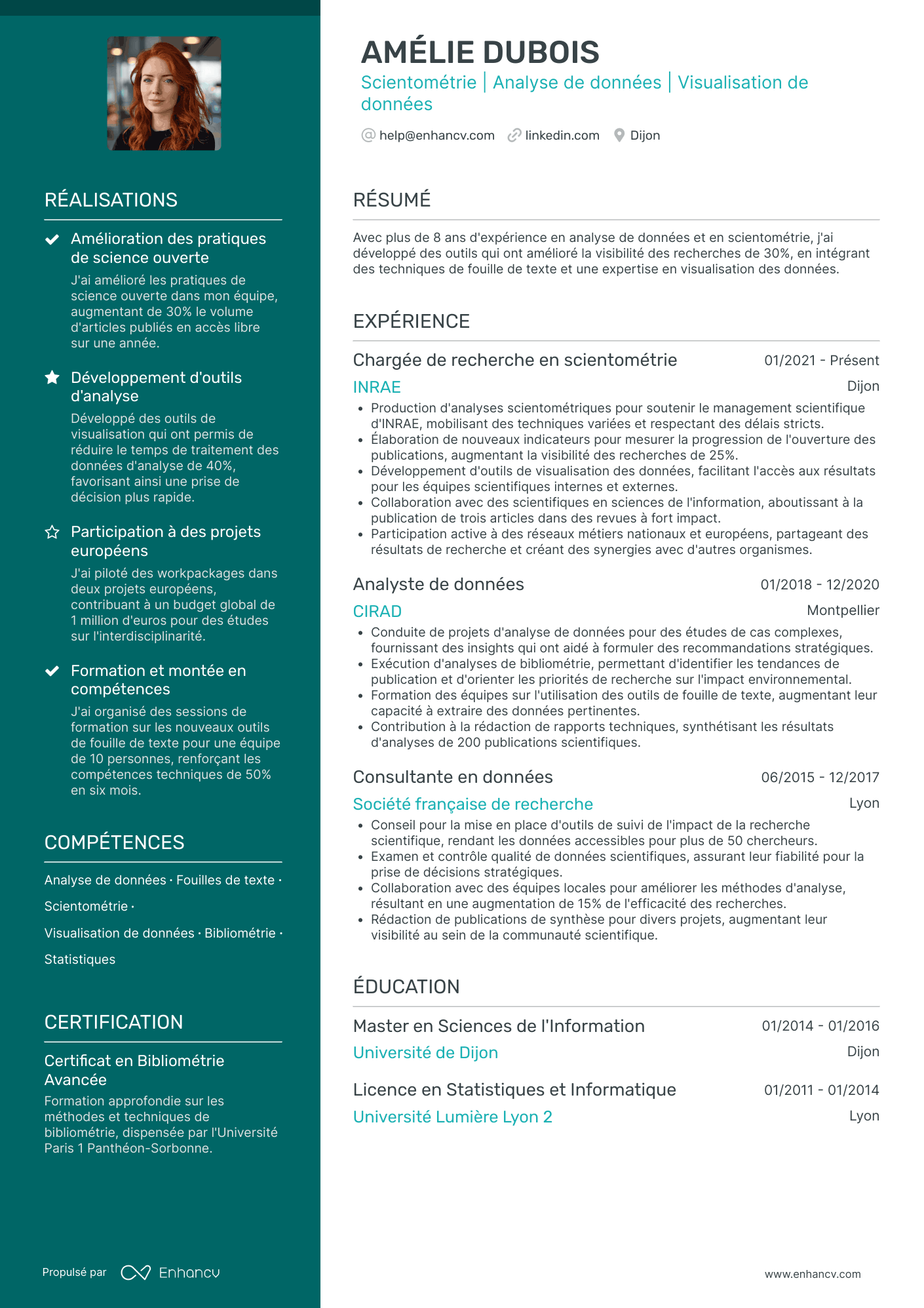 Data Visualization Engineer Resume Example