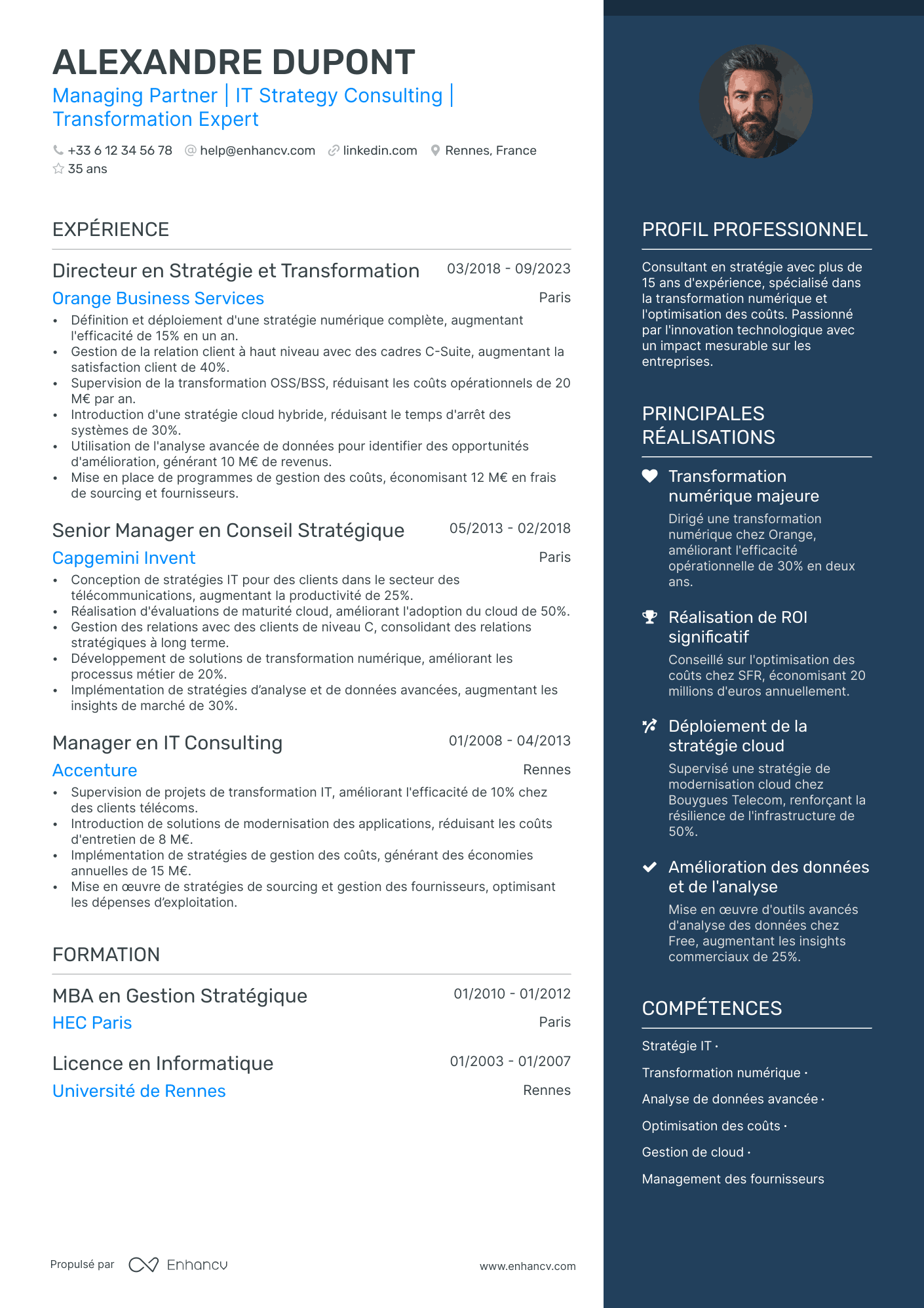 Directeur Général Senior Resume Example