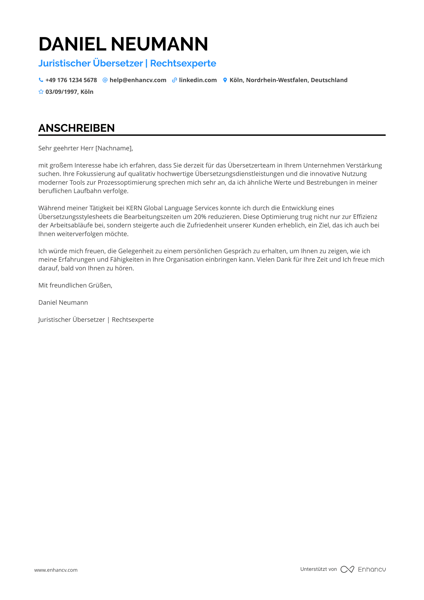 Juristischer Übersetzer Resume Example