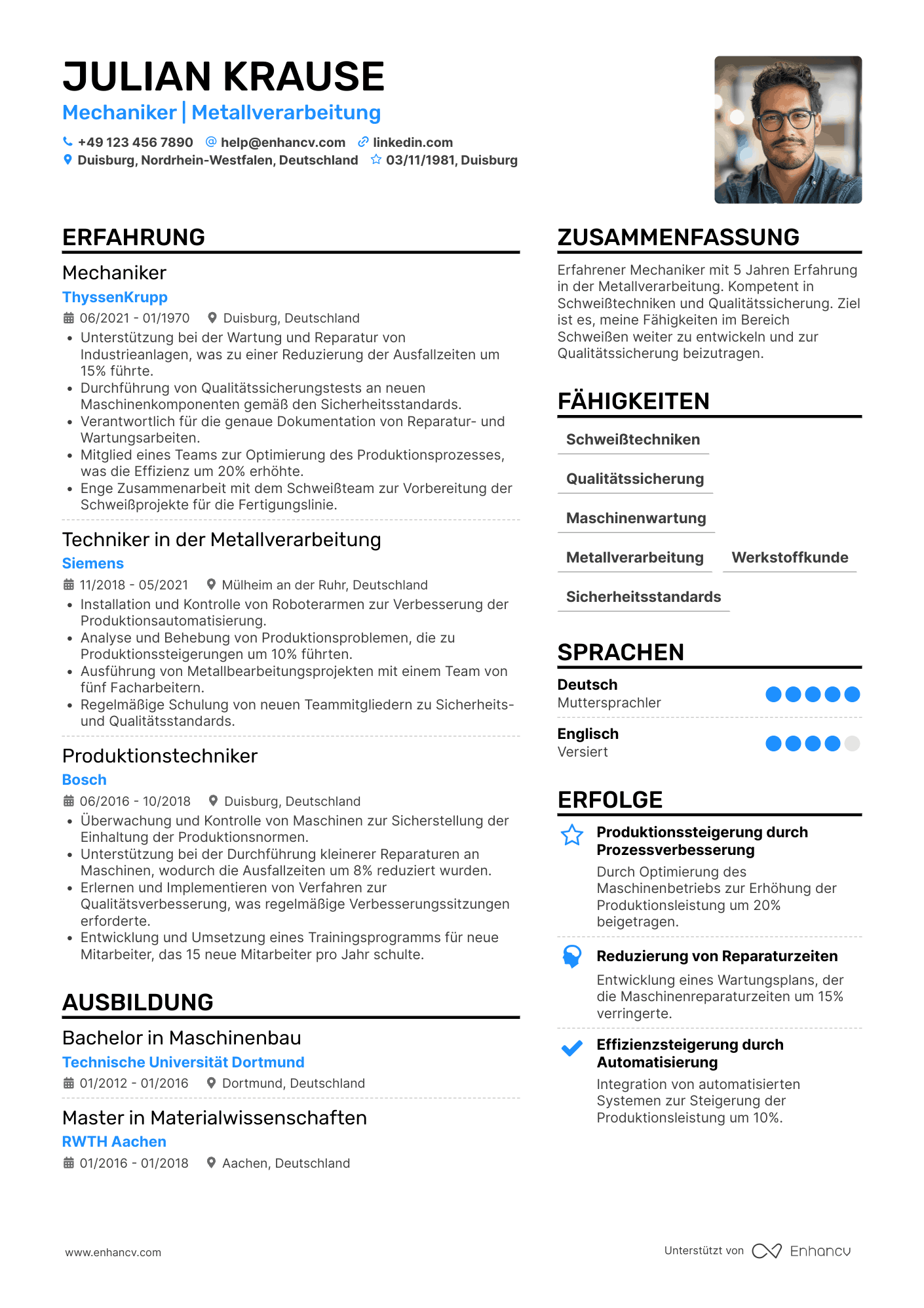 Lebenslauf als Anfänger Schweißer Resume Example