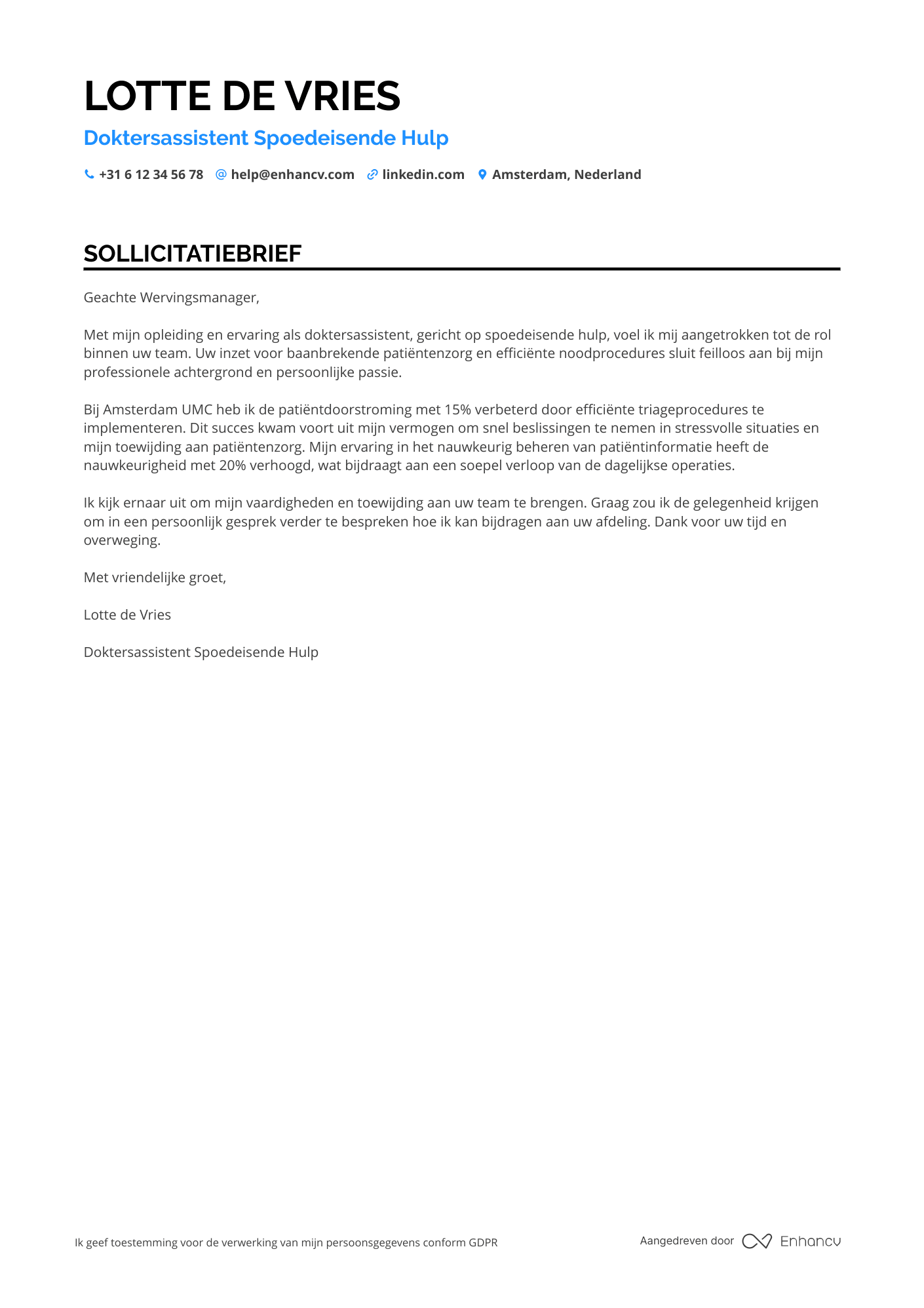 Sollicitatiebrief voor Doktersassistent Spoedeisende Hulp Resume Example