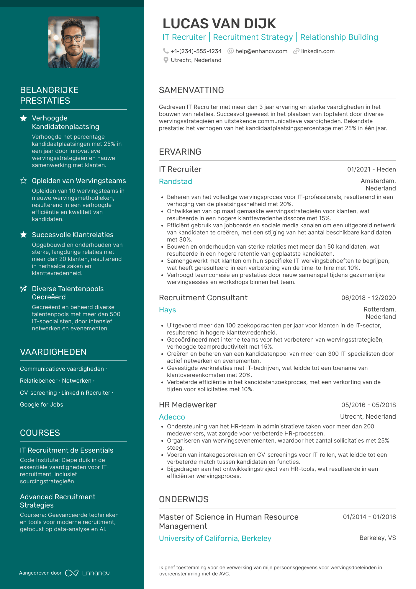 CV voor IT Recruiter Resume Example