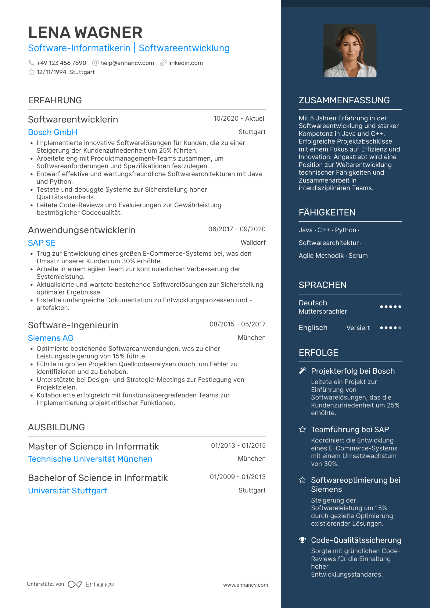 Lebenslauf als Software Informatiker Resume Example