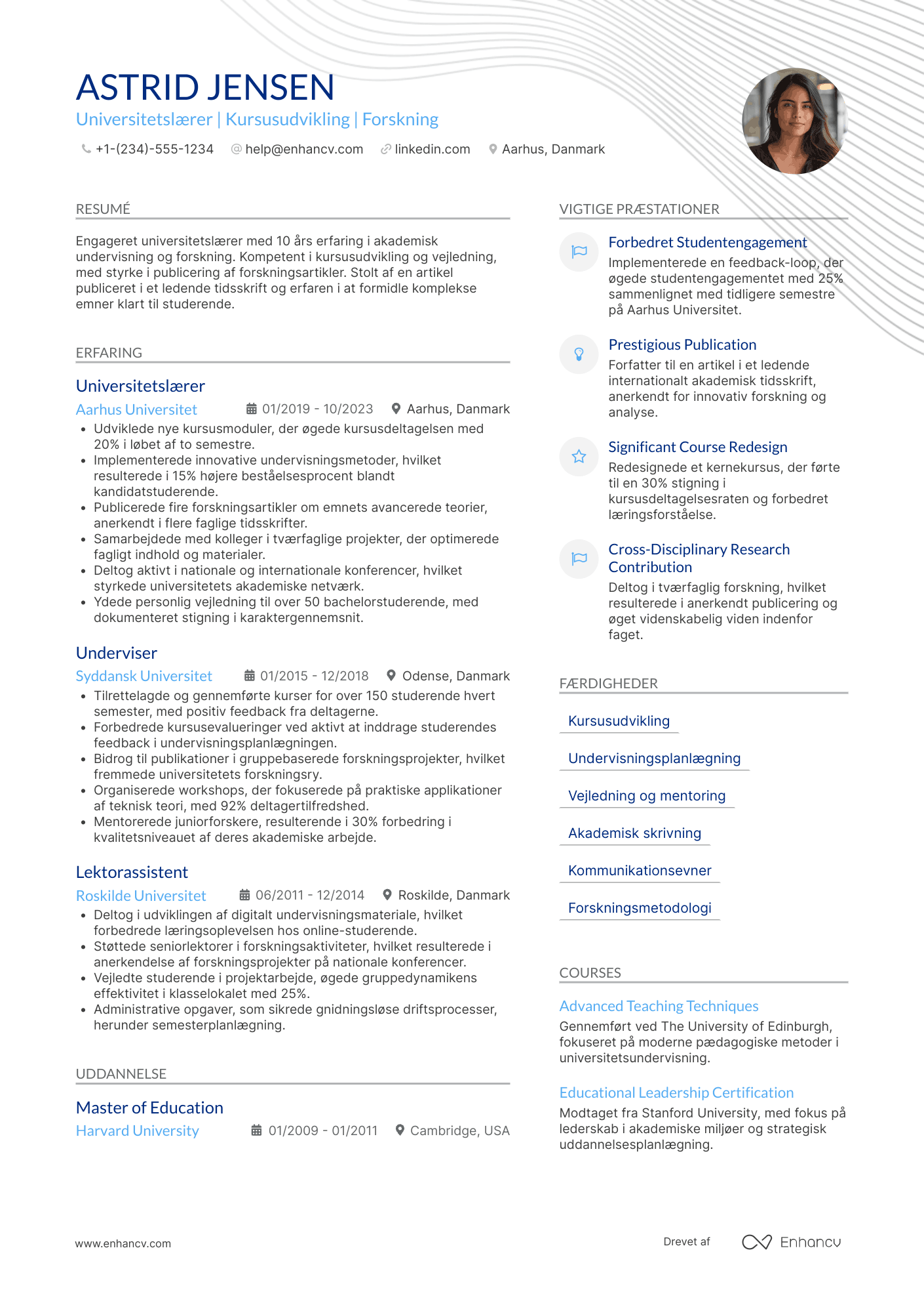 CV til Universitetslærer Resume Example