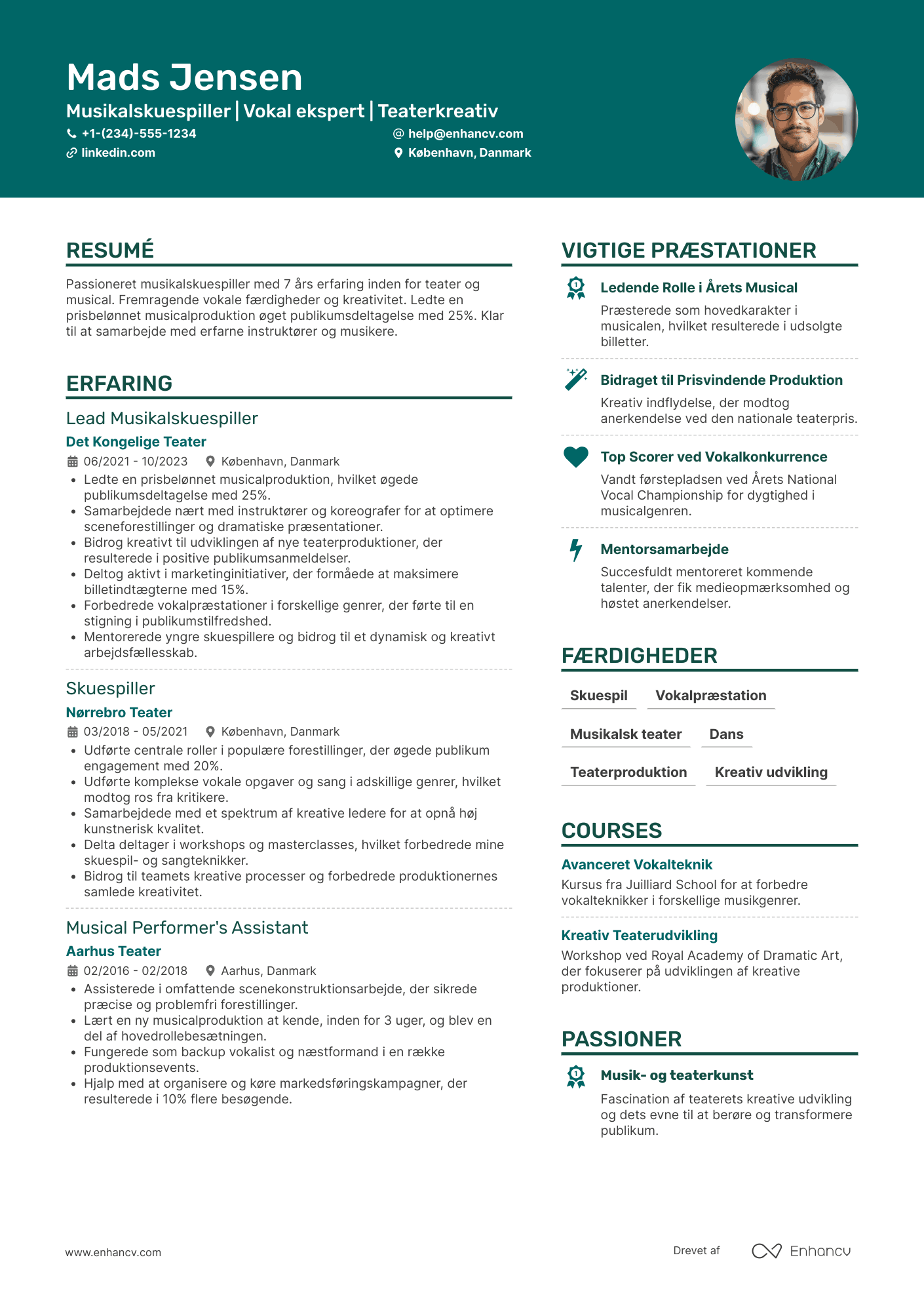 CV til Musikalskuespiller Resume Example