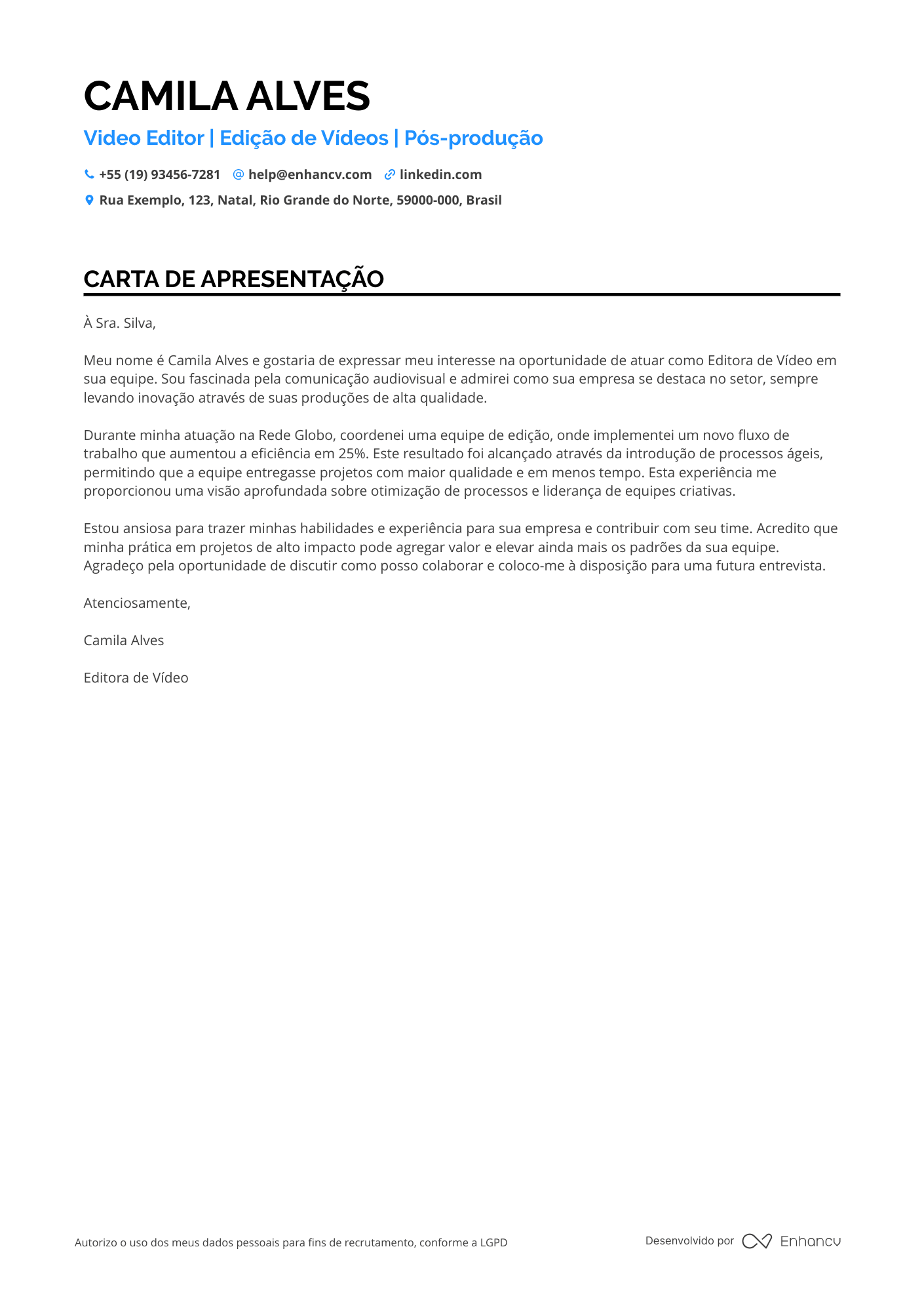 Editor de vídeo de Casamento Resume Example