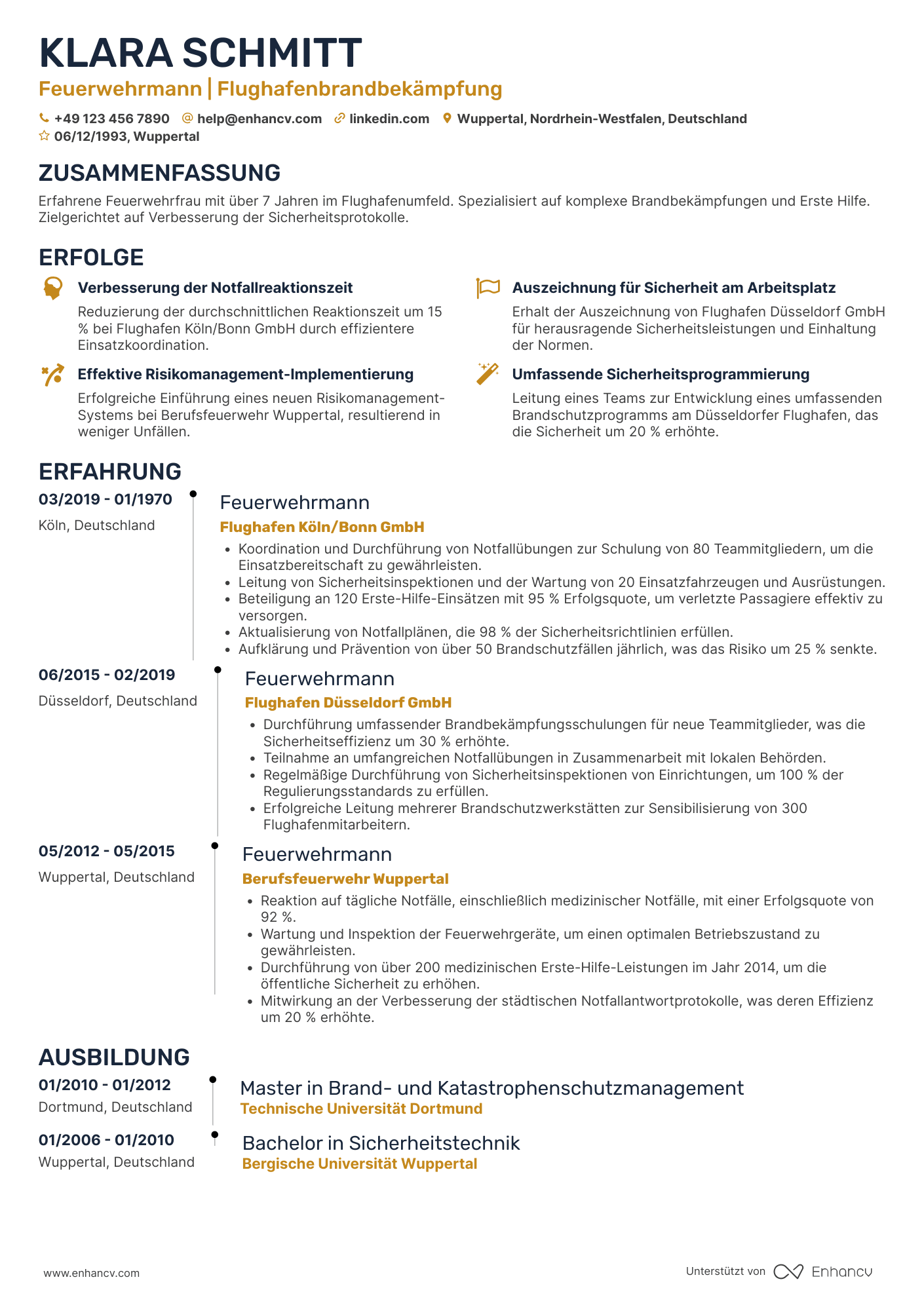 Lebenslauf in Feuerwehrmann für Flughafen Resume Example