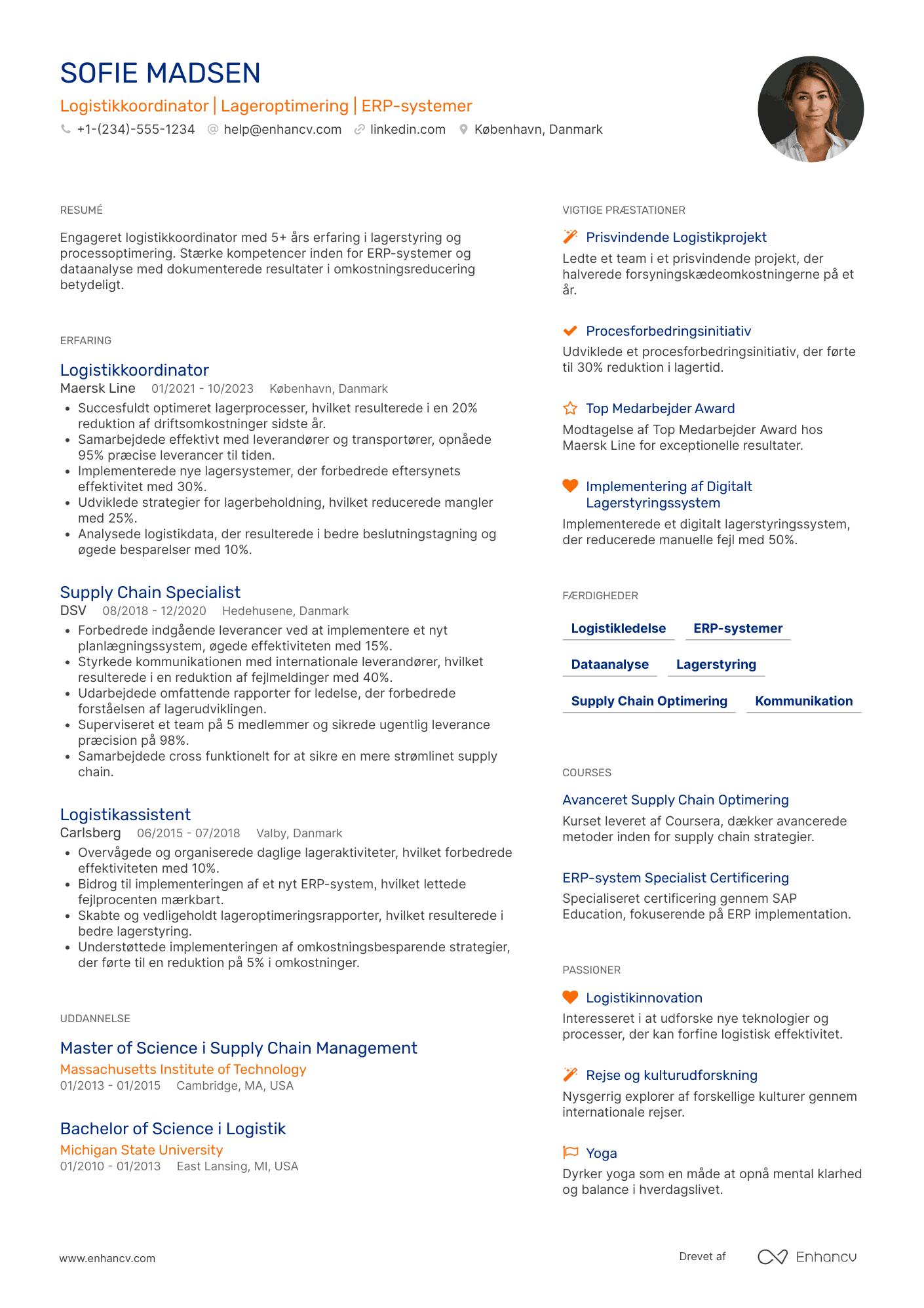 CV til Driftsmæssig logistikkoordinator Resume Example