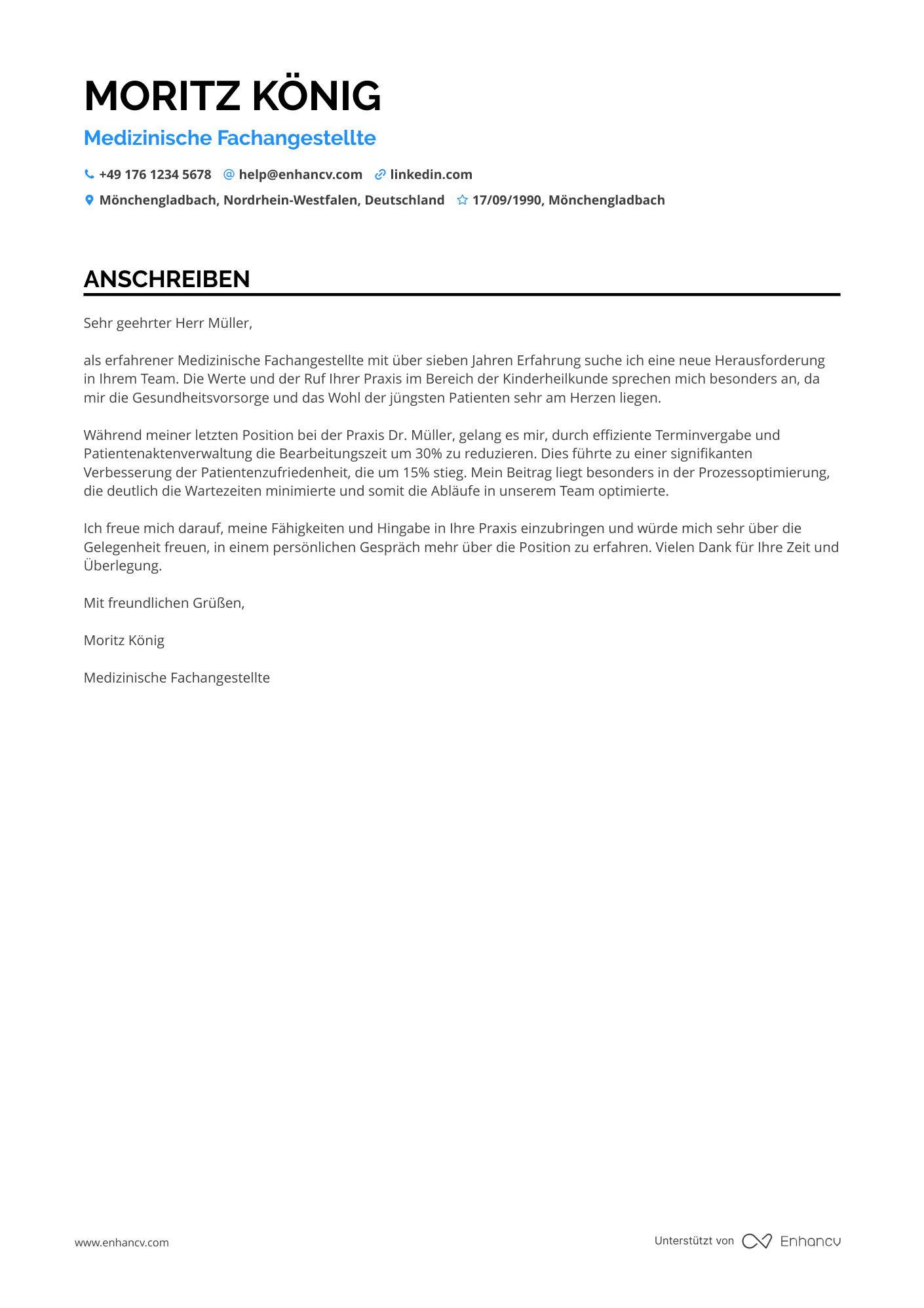 Arzthelferin in der Kinderheilkunde Resume Example