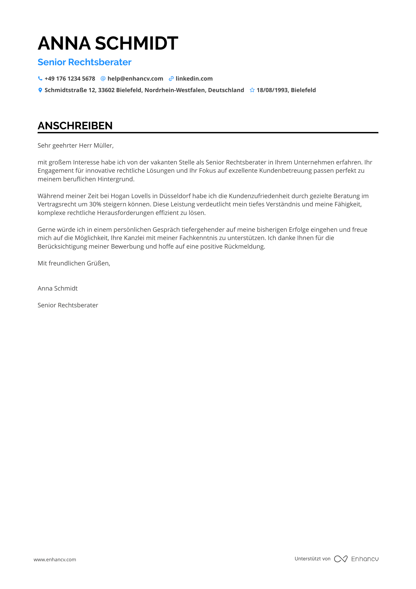 Rechtsberater Jurist Resume Example