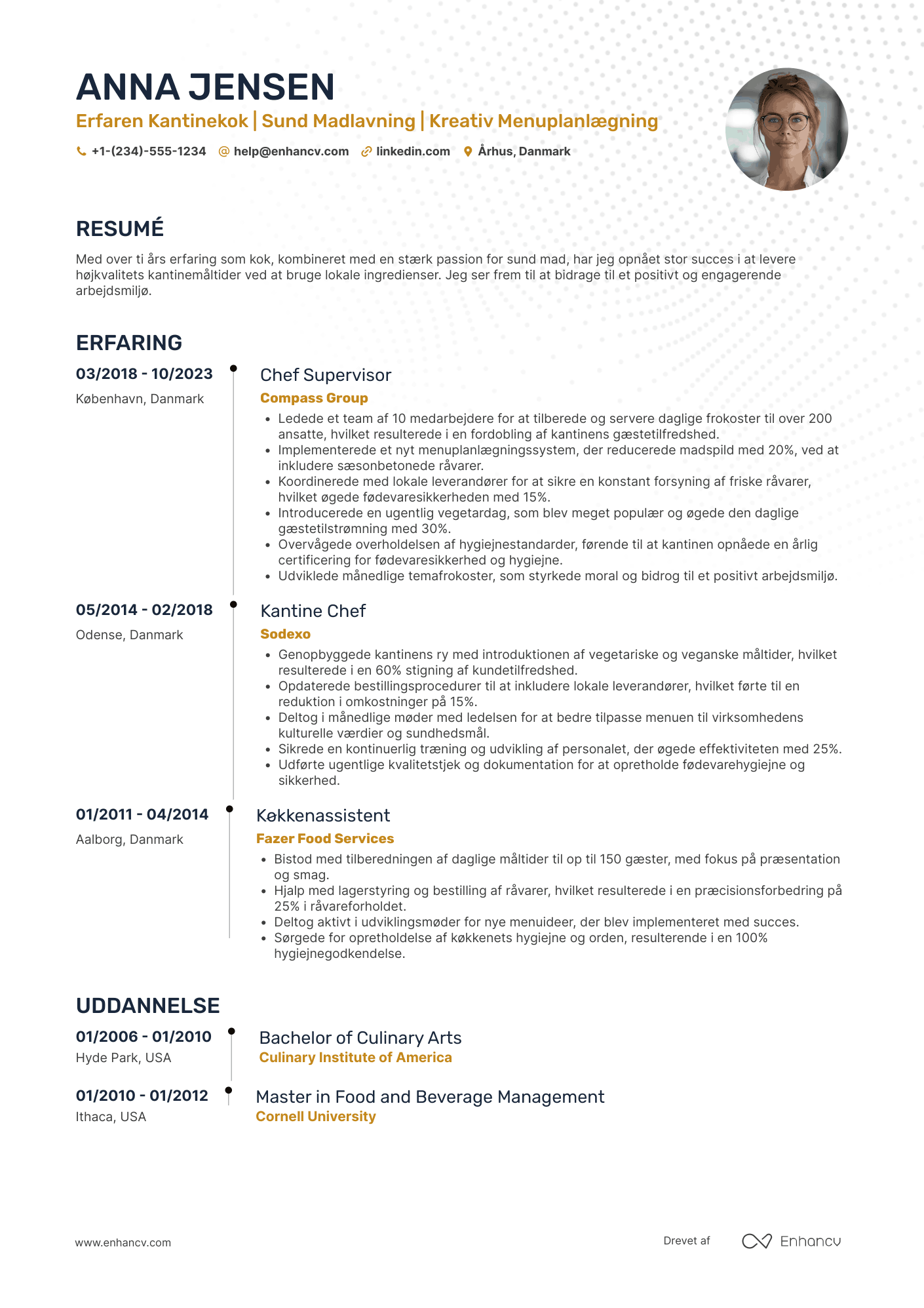 CV til Kantinekok Resume Example