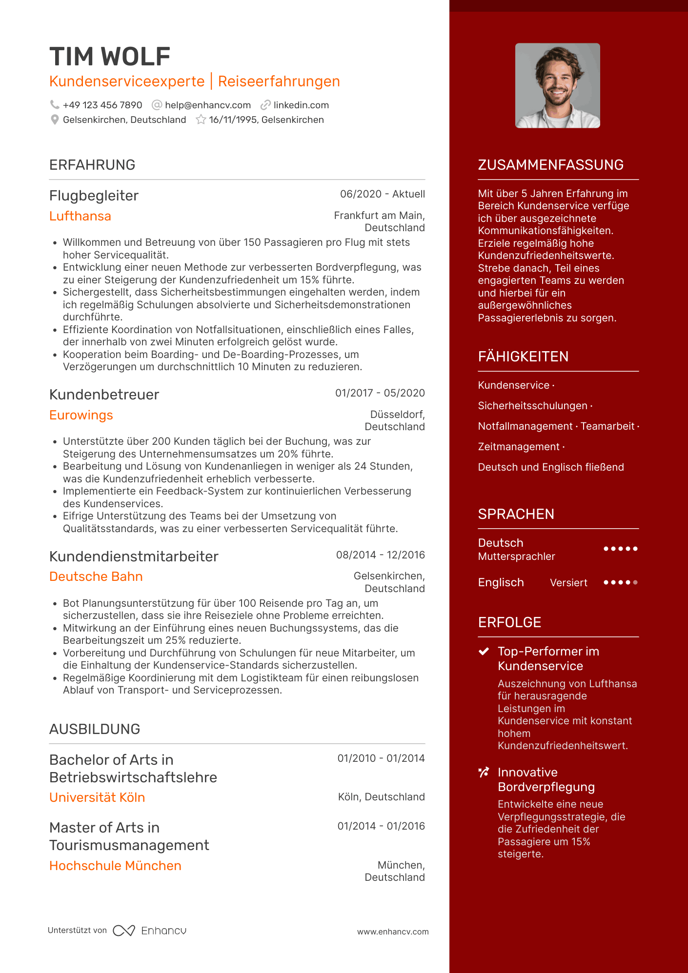 Lebenslauf in Flugbegleiter in der kommerziellen Luftfahrt Resume Example