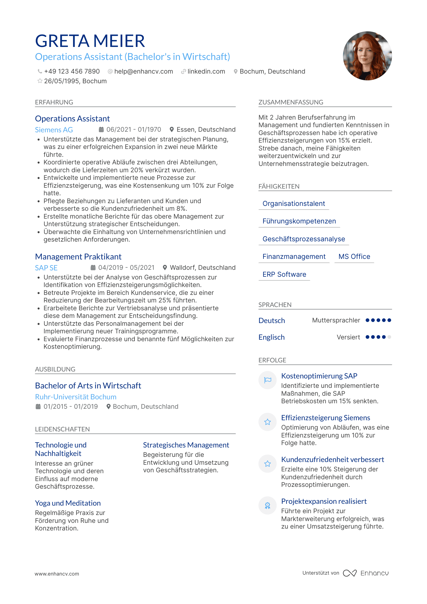 Lebenslauf als Junior Geschäftsführer Resume Example