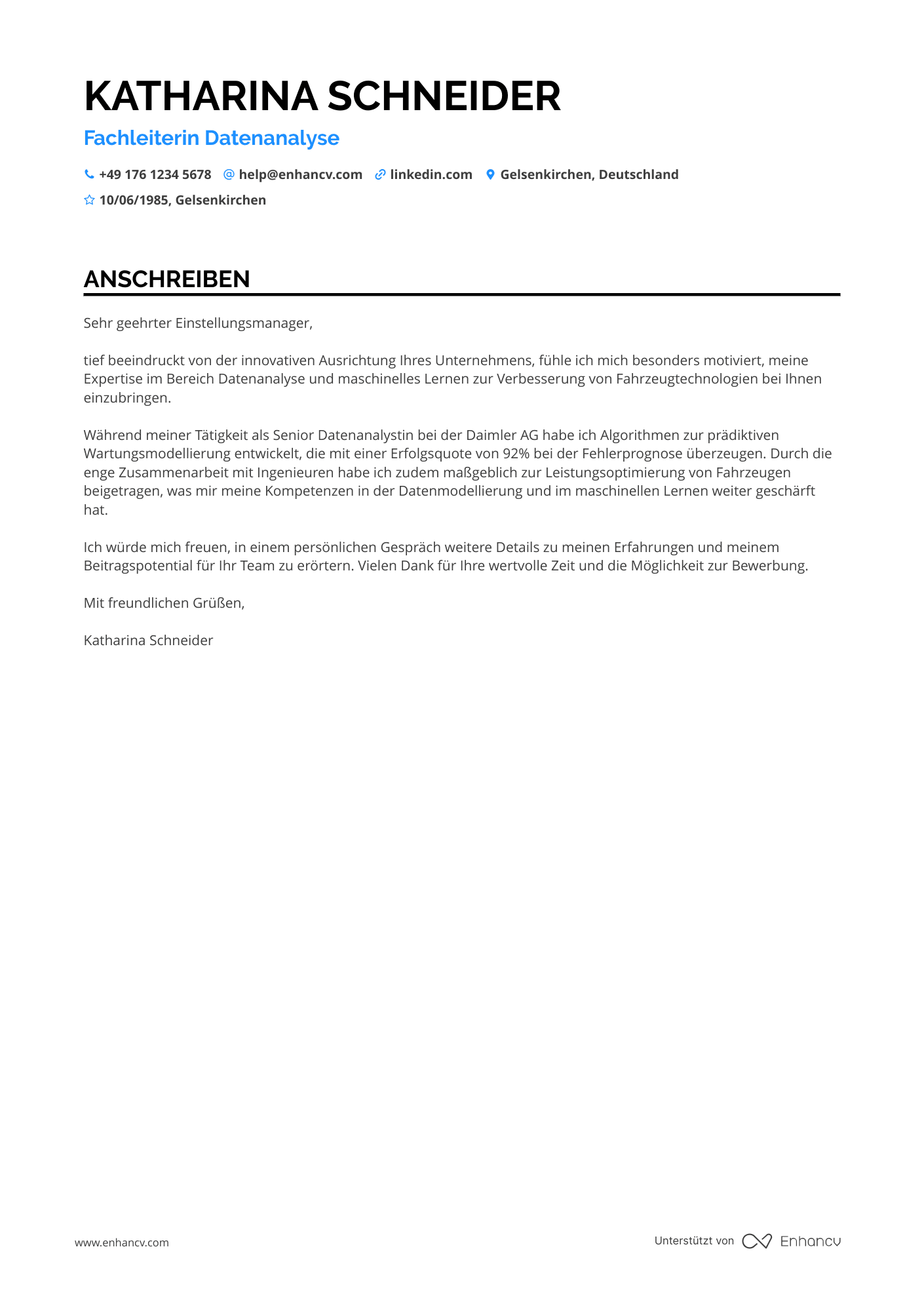 Datenwissenschaftler für Automobilindustrie Resume Example