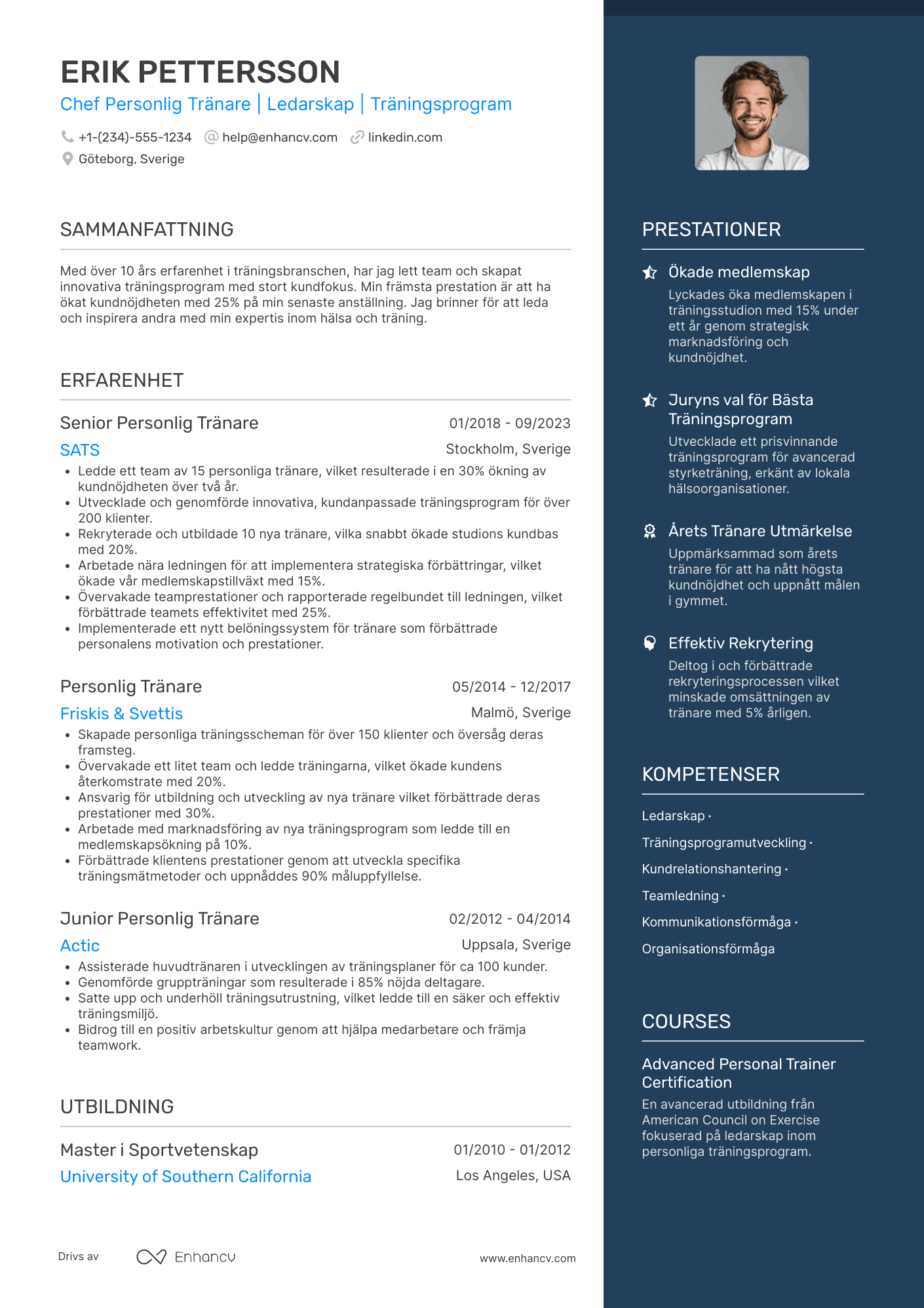 CV för Chef Personlig Tränare Resume Example