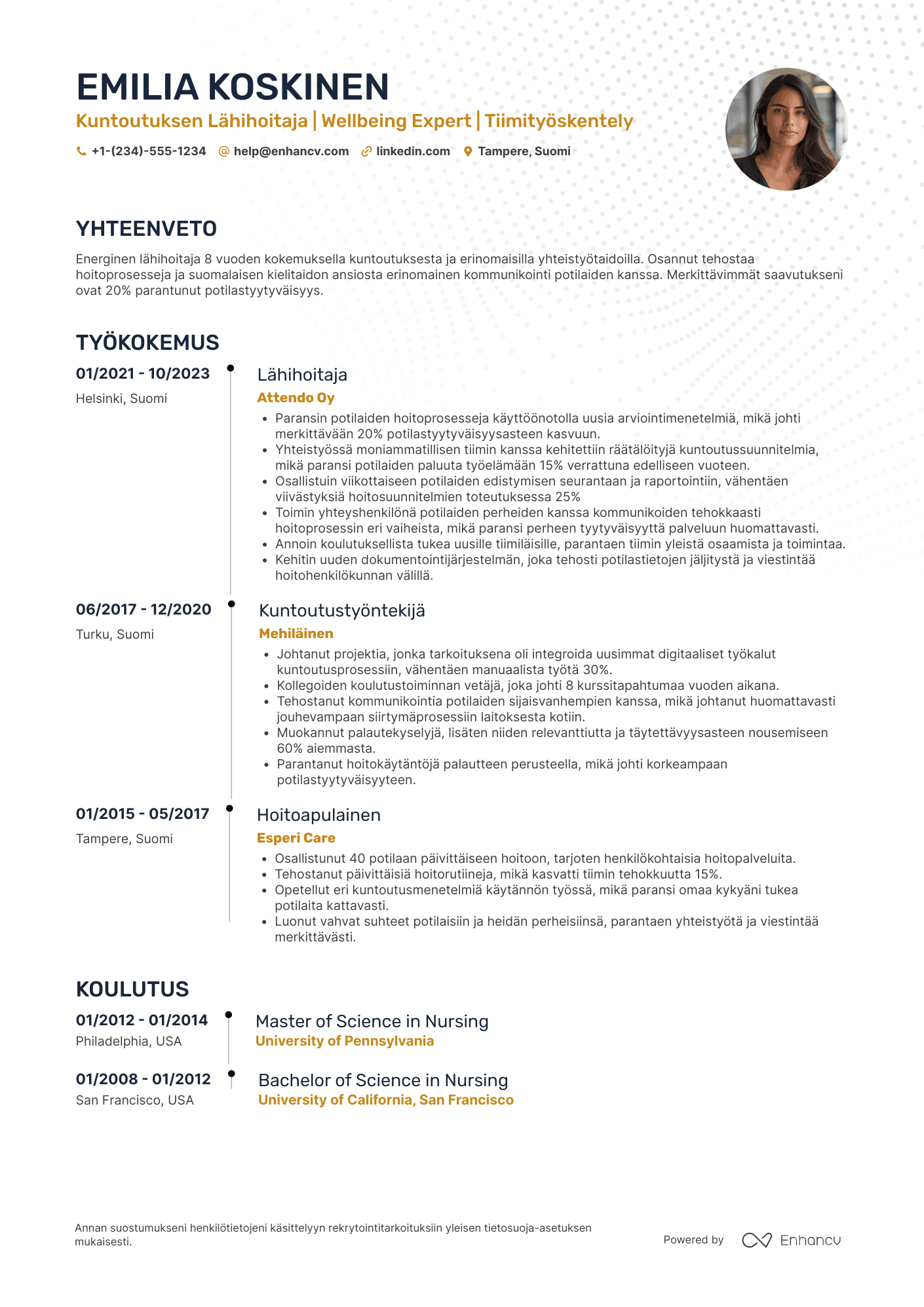 Ansioluettelo Lähihoitaja kuntoutuksessa Resume Example