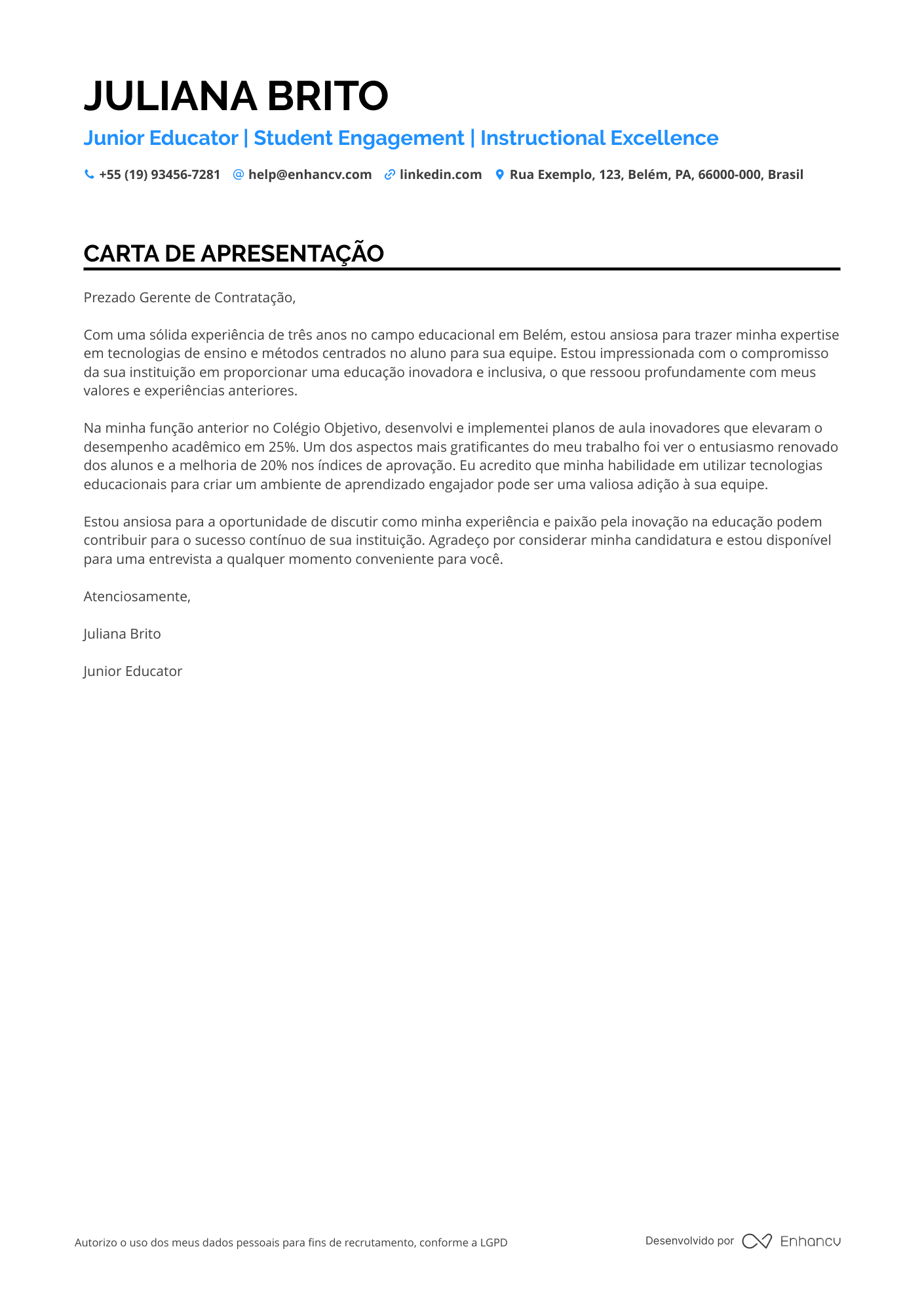 Professor Júnior Resume Example