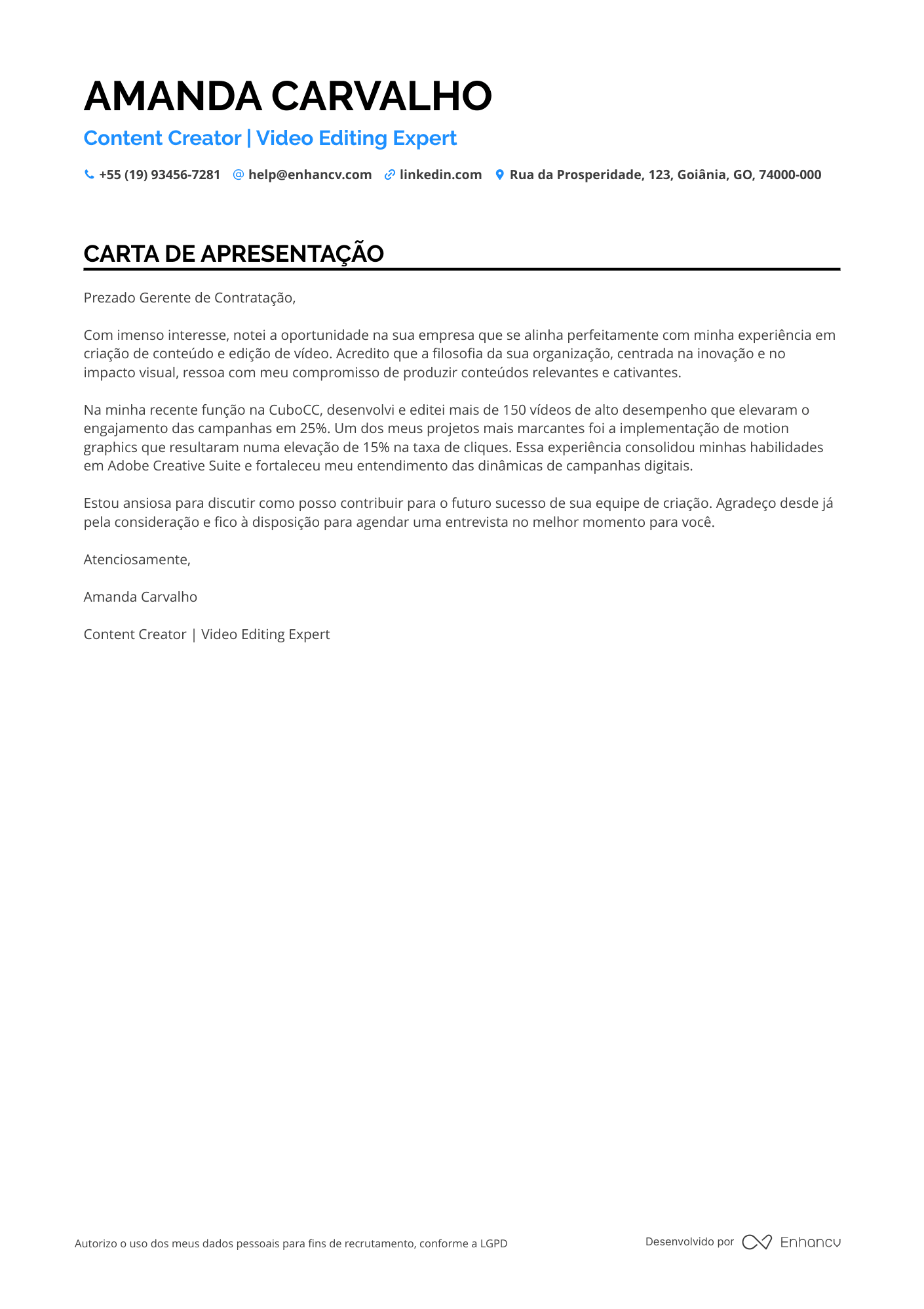Editor de vídeo de Animação Resume Example