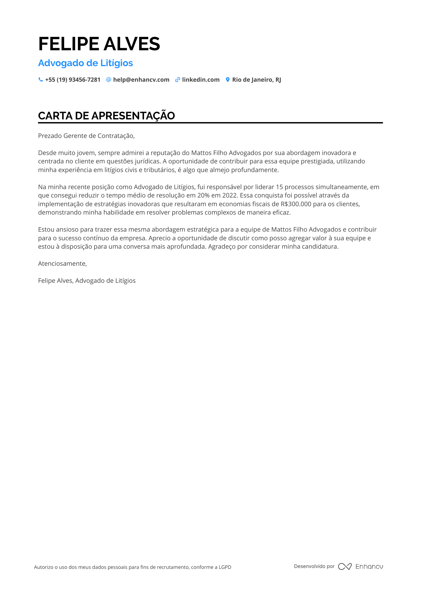 Advogado Iniciante em Direito Administrativo Resume Example