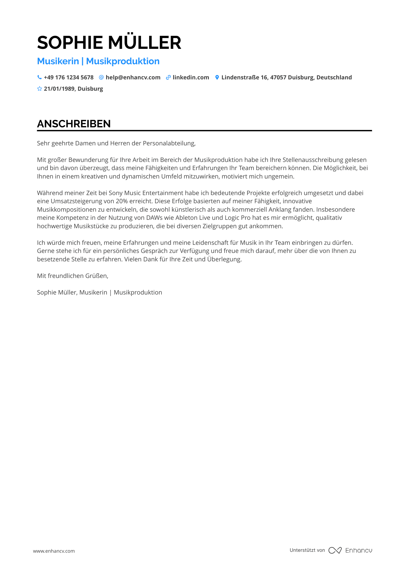 Einsteigermusiker Resume Example