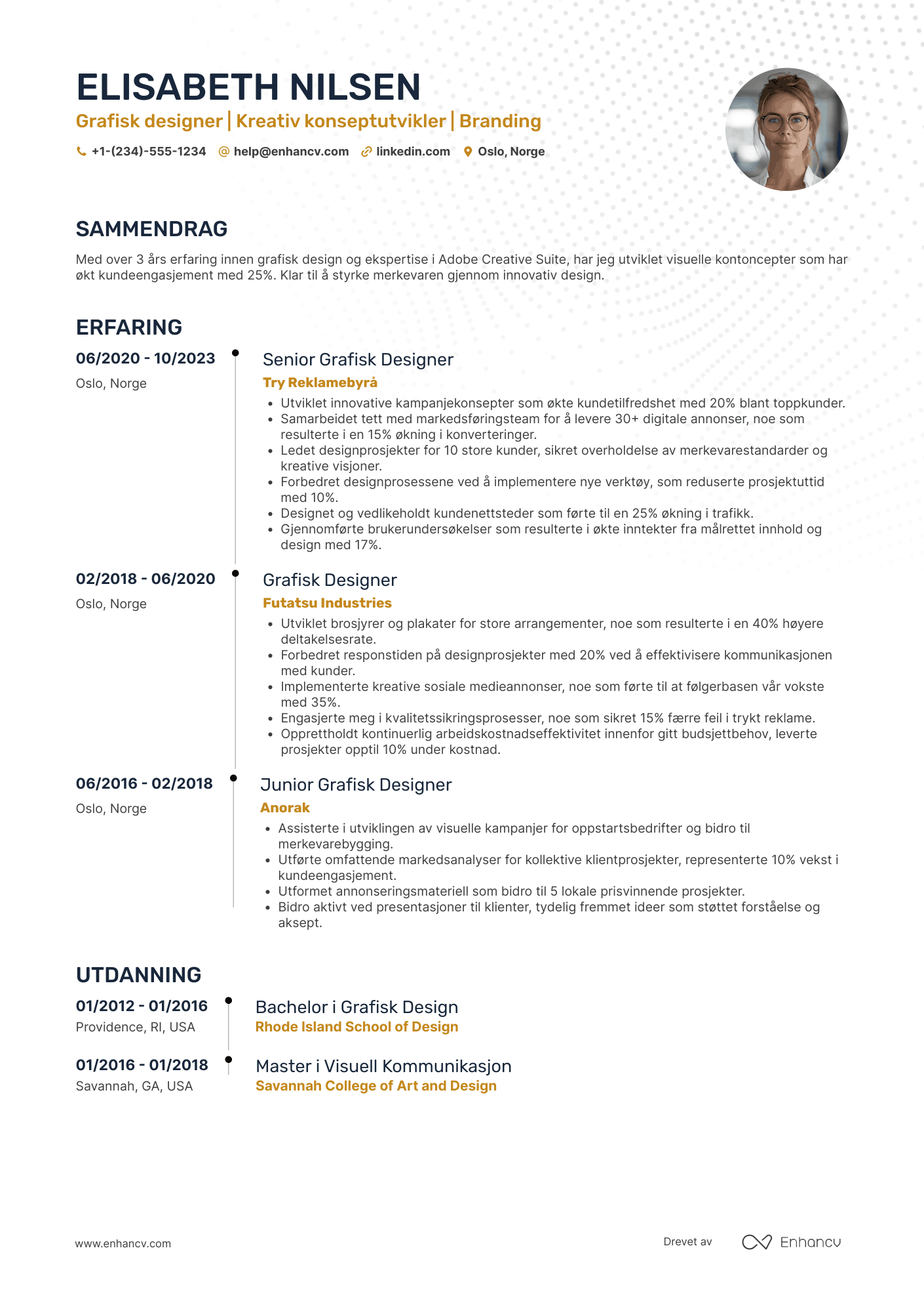 CV for Grafisk Designer til reklame Resume Example