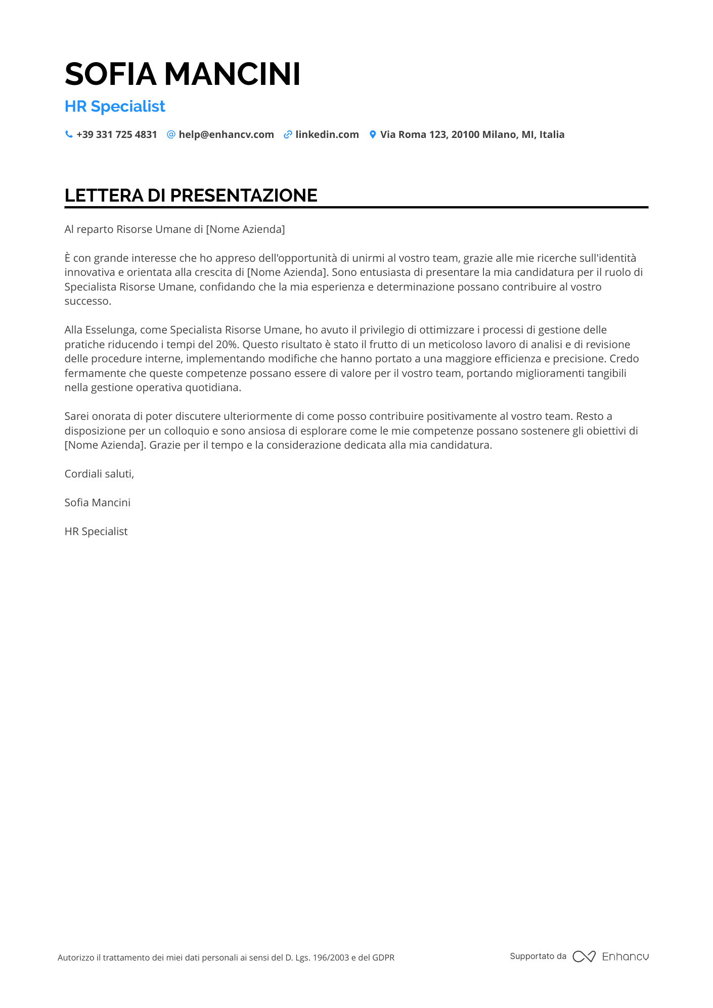 Supermercato Senior Resume Example